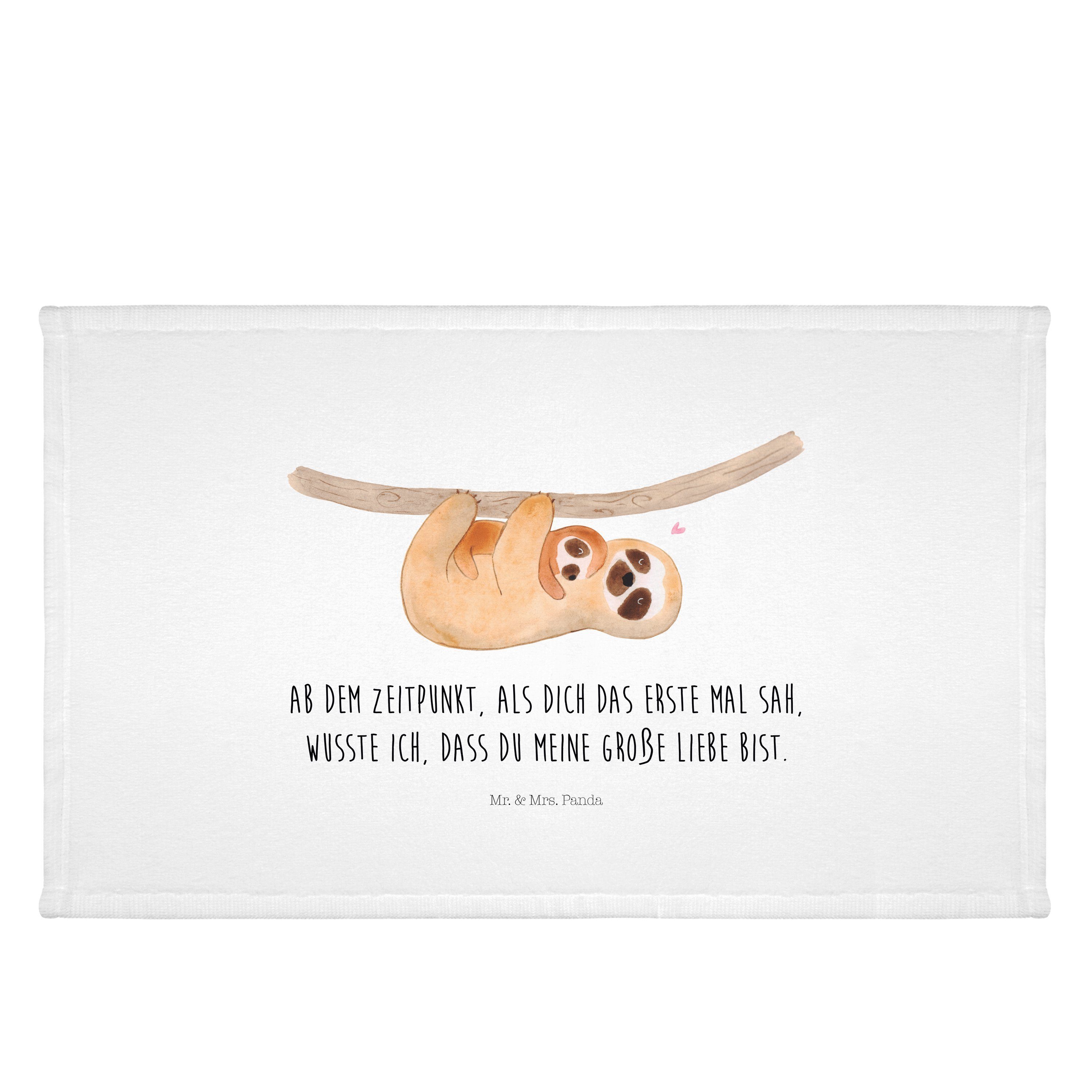 Mr. & Mrs. Panda Handtuch Faultier Kind - Weiß - Geschenk, Liebe, Baby, Faultier Deko, Mutter, Kunstfaser (Packung, 1-St), Luxuriös weich