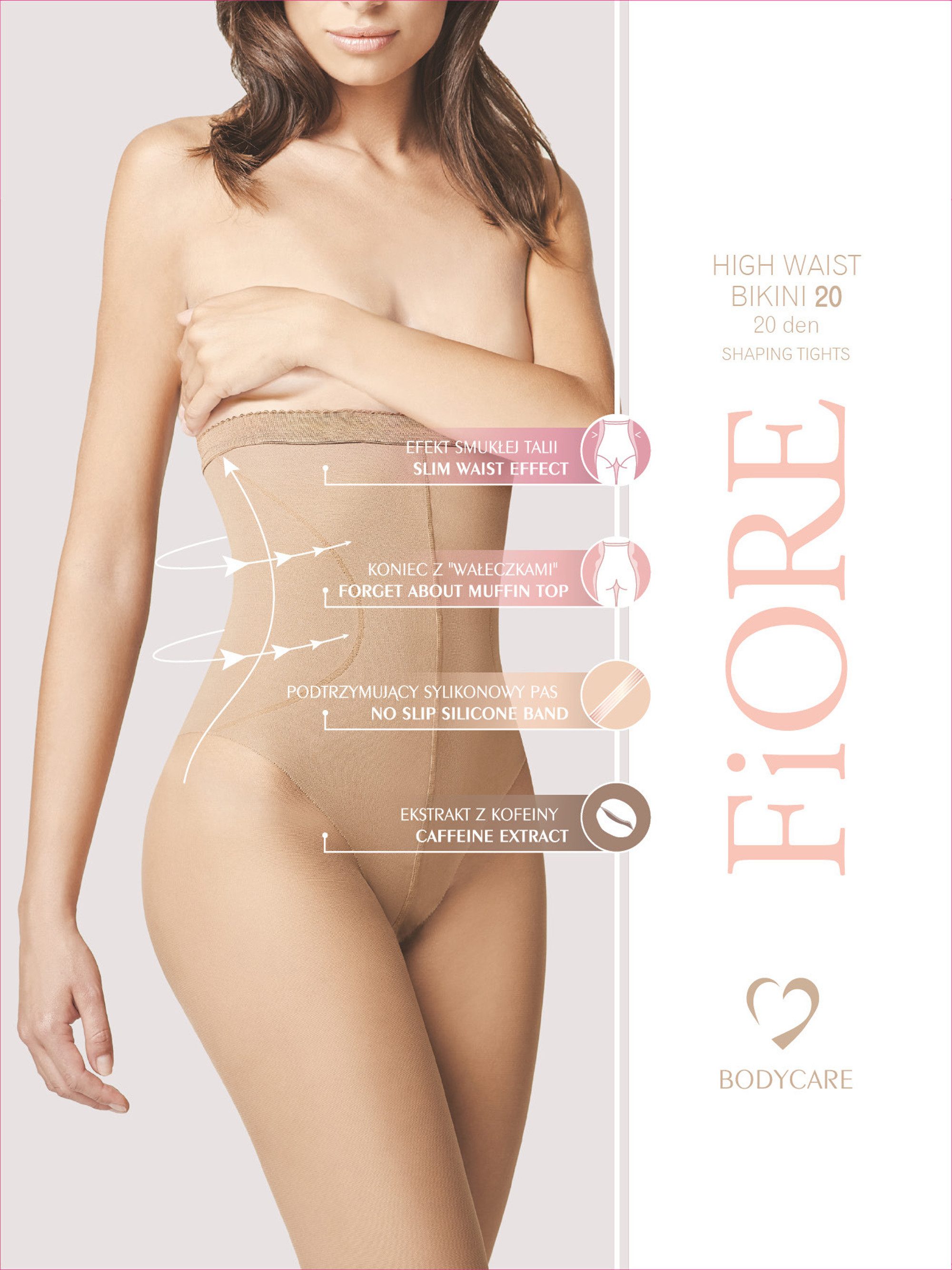 Fiore Highwaist Strumpfhose Bodycare (Packung 1 St. 1 Paar) Bodyshaper Strumpfhose 20DEN mit extrahohem Bund High Waist