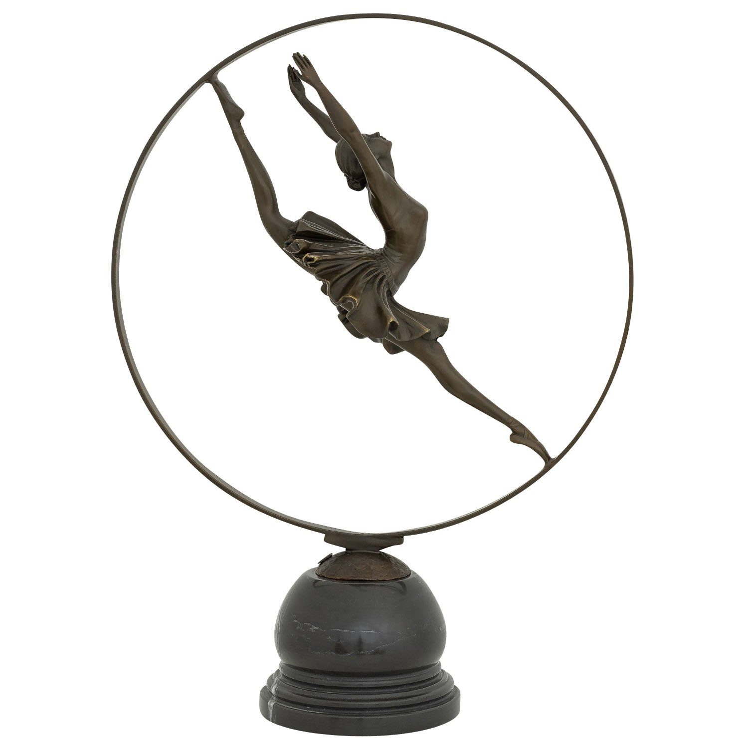 Aubaho Skulptur Bronzeskulptur Tänzerin Ballerina mit Reif Antik-Stil Bronze Figur Sta