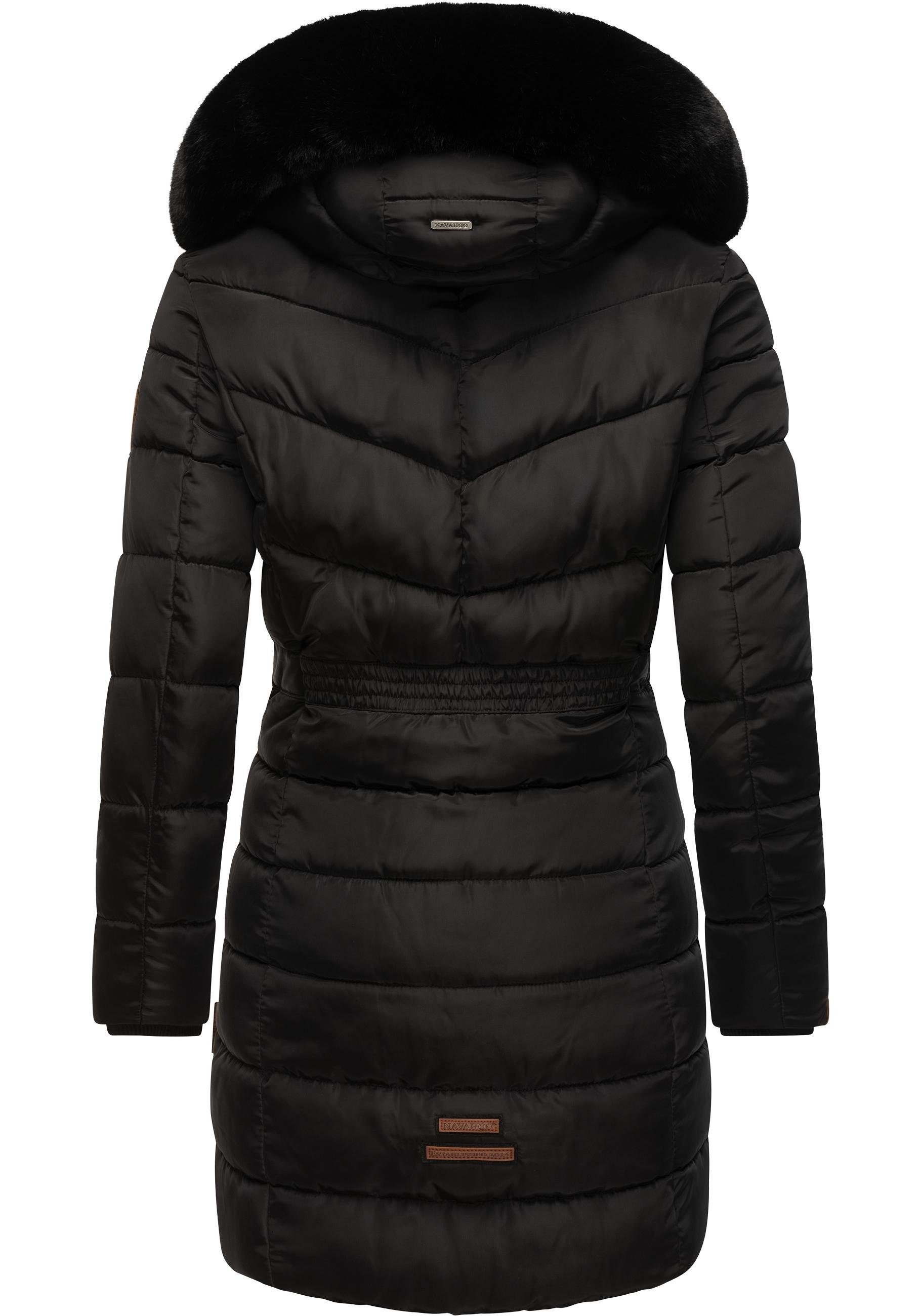 Navahoo Steppmantel Paula stylischer Winter Parka m. edlem Fellimitat