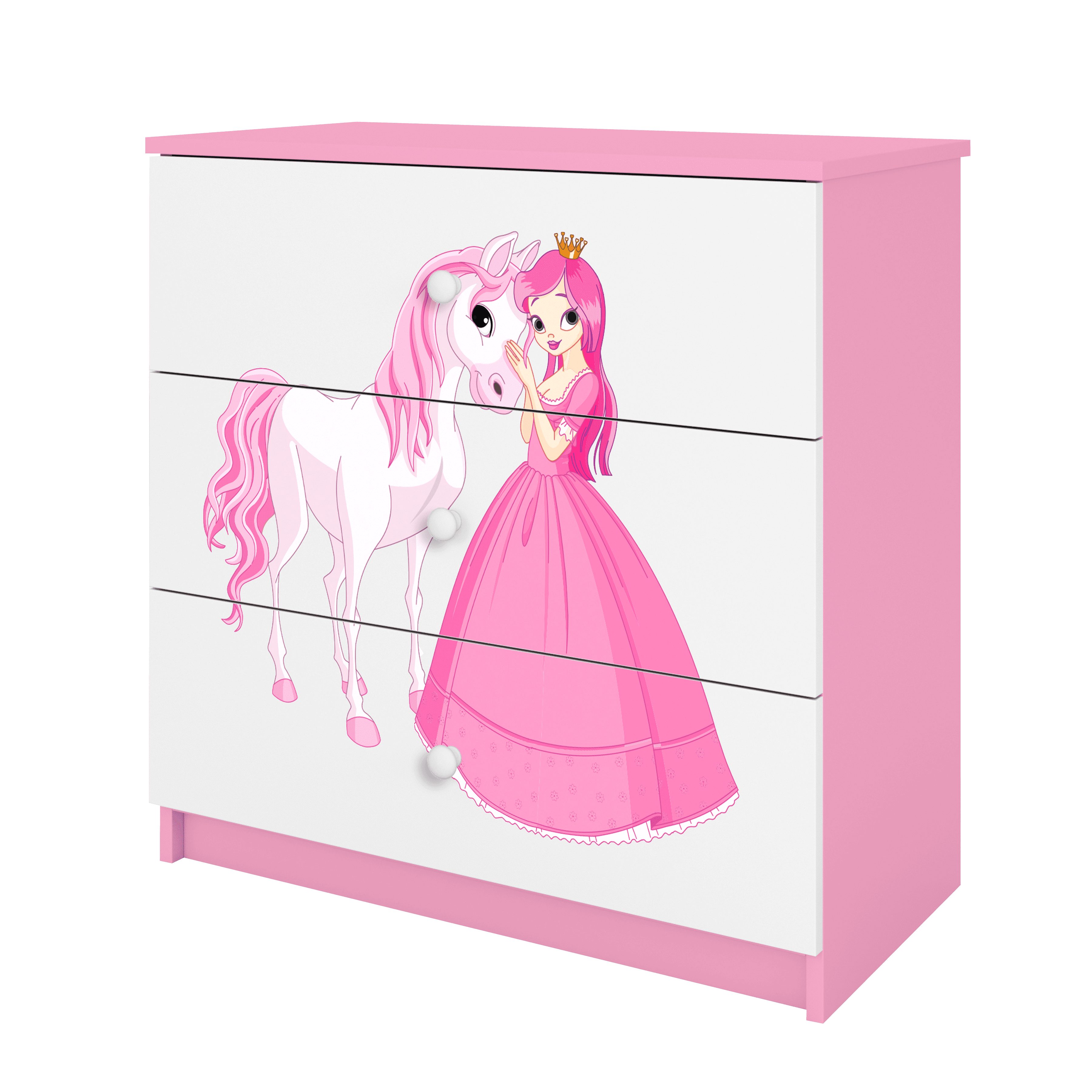 Raumhirsch Furniture Kinderregal Kinderkommode mit Motiven für Mädchen, Spielzeugregal mit Schubladen - Kinderzimmermöbel, stabile Konstruktion, kindgerecht, verschiedene Farben & Designs
