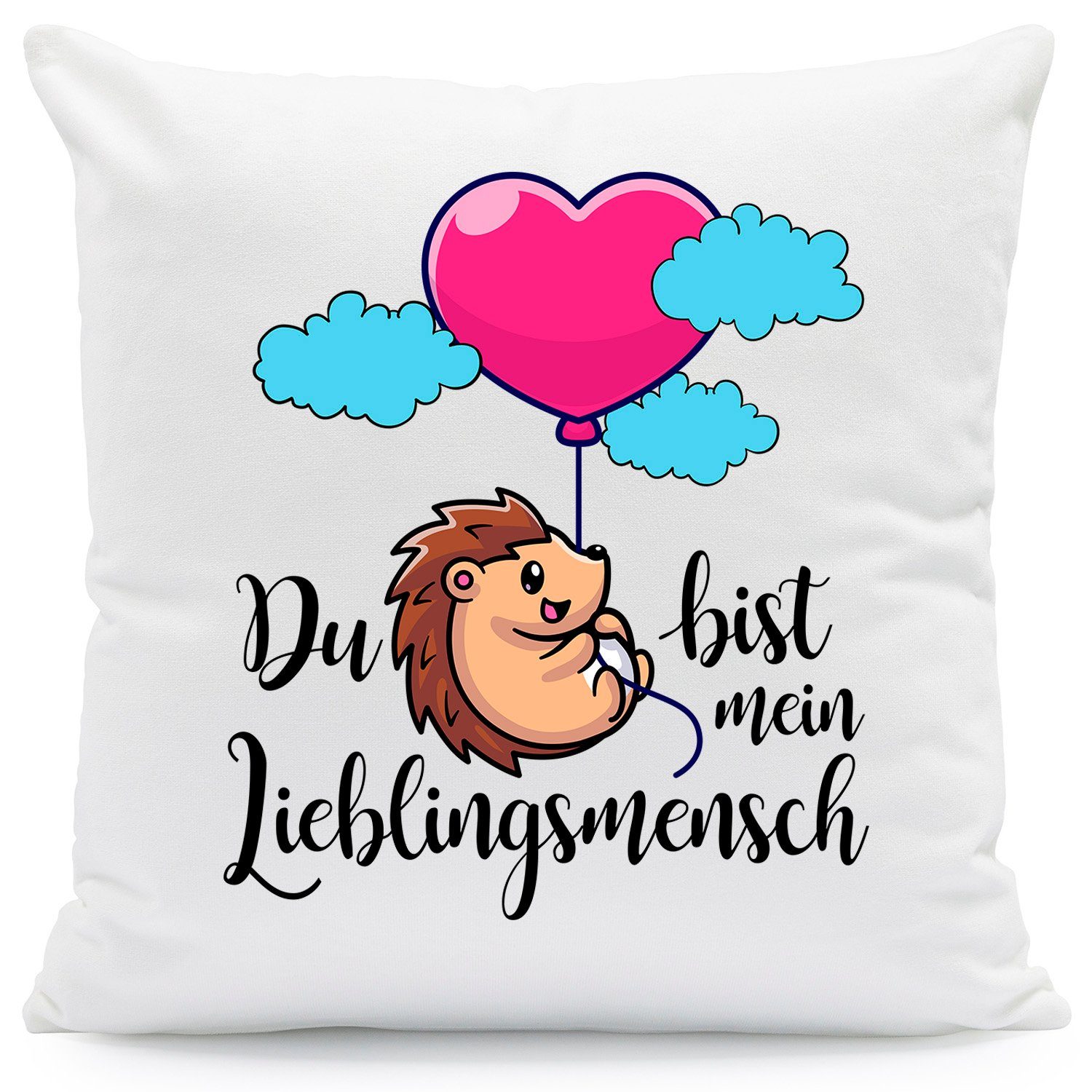 GRAVURZEILE Zierkissen mit Spruch - Du bist mein Lieblingsmensch - Geschenk für Freunde -, starke Farben ohne verblassen, Maschinenwäsche geeignet - ohne Füllung