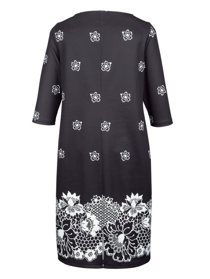 m. collection Kleid mit hübschem Druckmuster in schwarz