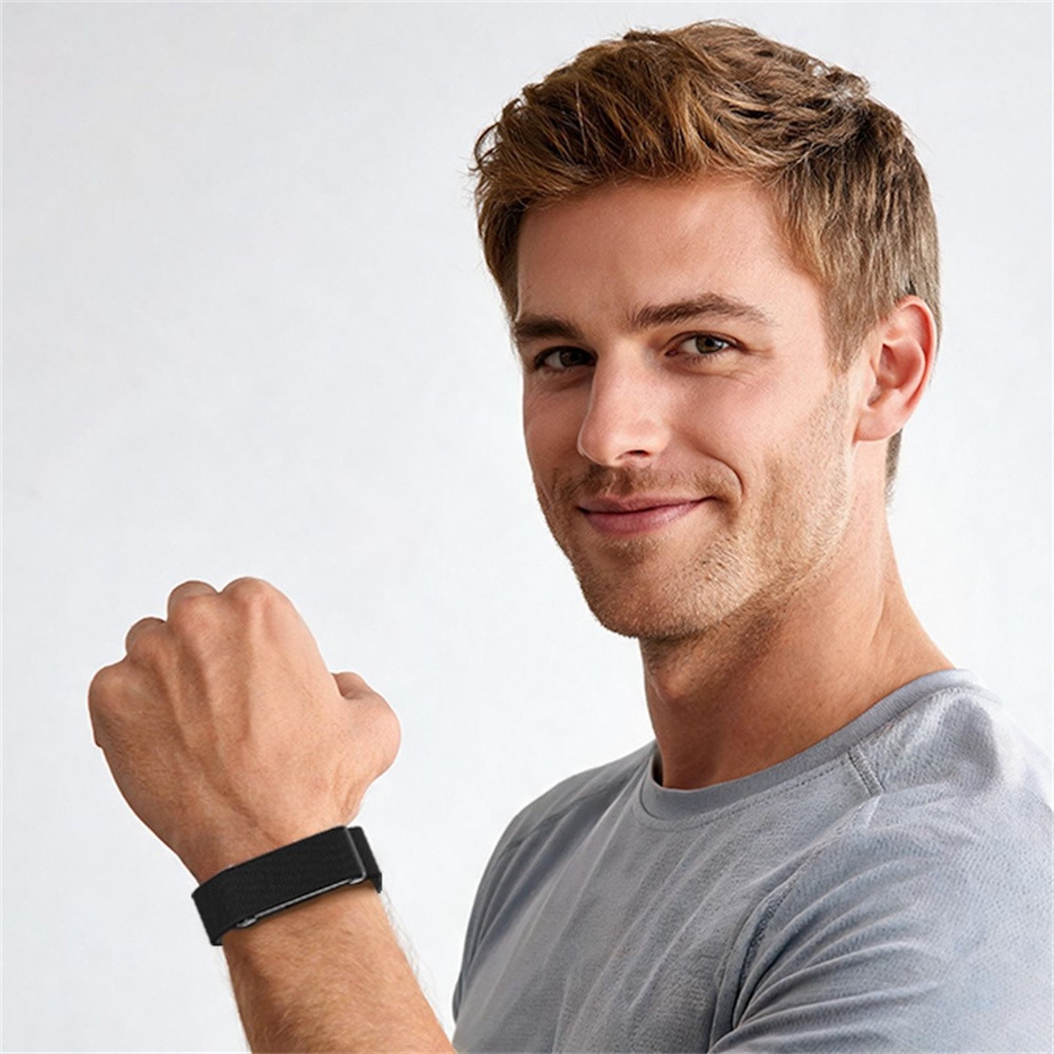 Wigento Smartwatch-Armband Nylon für Google Fitbit Air Magnetverschluss Sport Ersatz Rot, Magnetverschluss, verstellbare Länge, elastisch