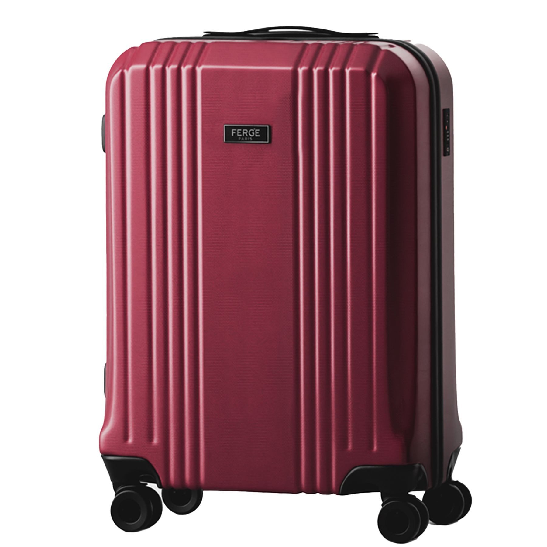 FERGÉ Koffer Hartschale Handgepäck Koffer CANNES TSA-Schloß Burgunder, Trolley Carry-On 55 cm, Premium Reisekoffer 4 Doppelrollen TSA-Schloss