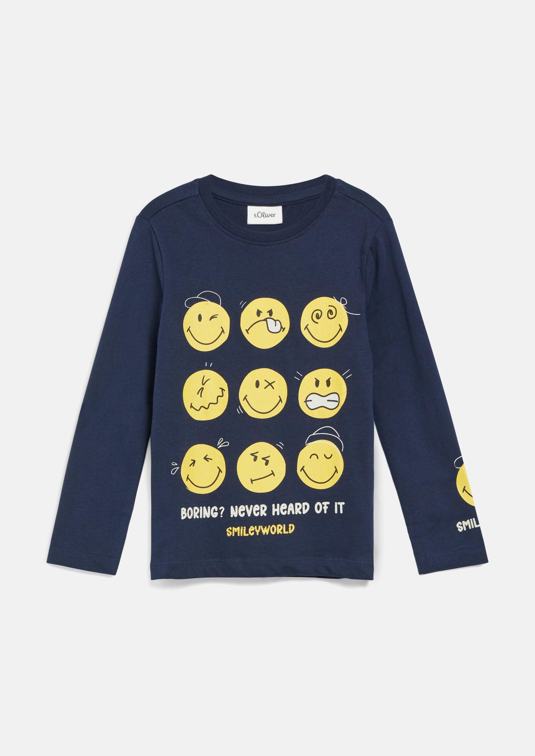 s.Oliver Langarmshirt T-Shirt Smiley® Longsleeve mit Front- und Ärmelprint