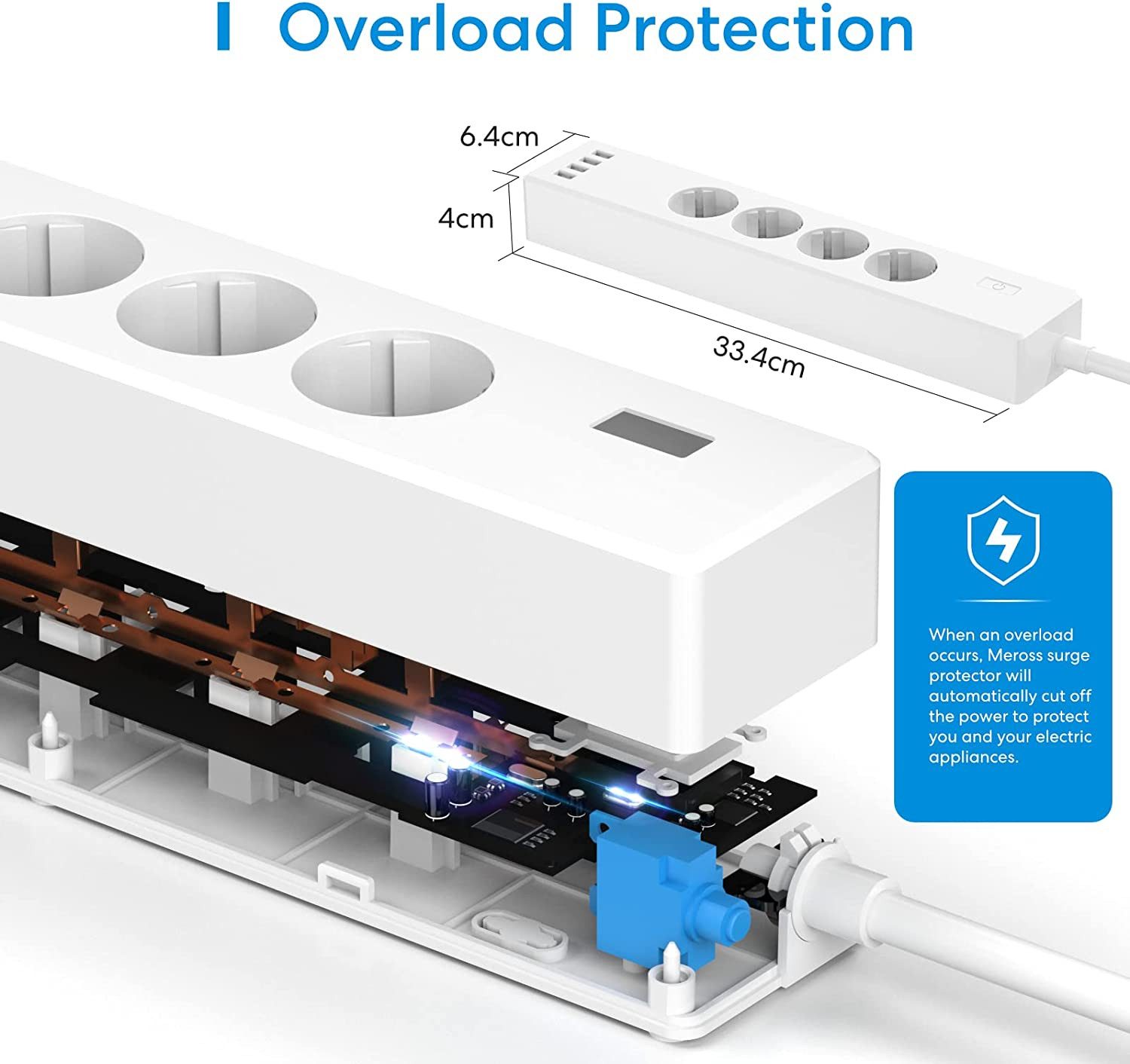 Thumbnail - Meross Meross Smart Wi-Fi Power Strip 4 AC + 4 USB Steckdosenleiste 4-fach (USB-Anschlüsse), Mehrfachsteckdose mit Übers...