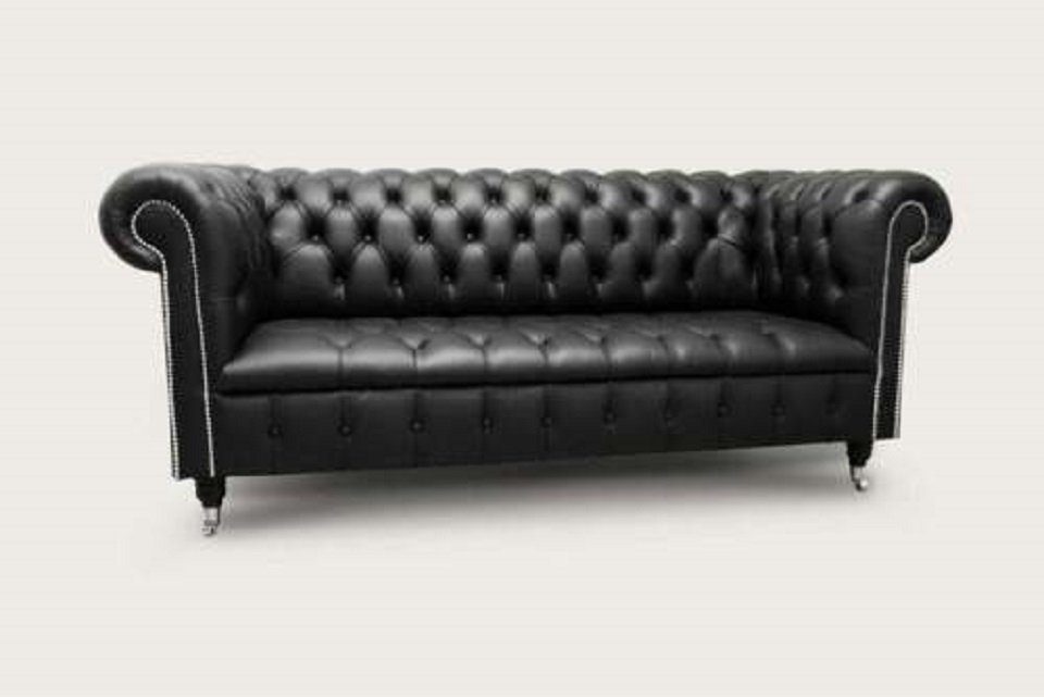 Chesterfield Polster Design Sofa Sitz 100% Couch Leder Sofort JVmoebel 3-Sitzer Sofas