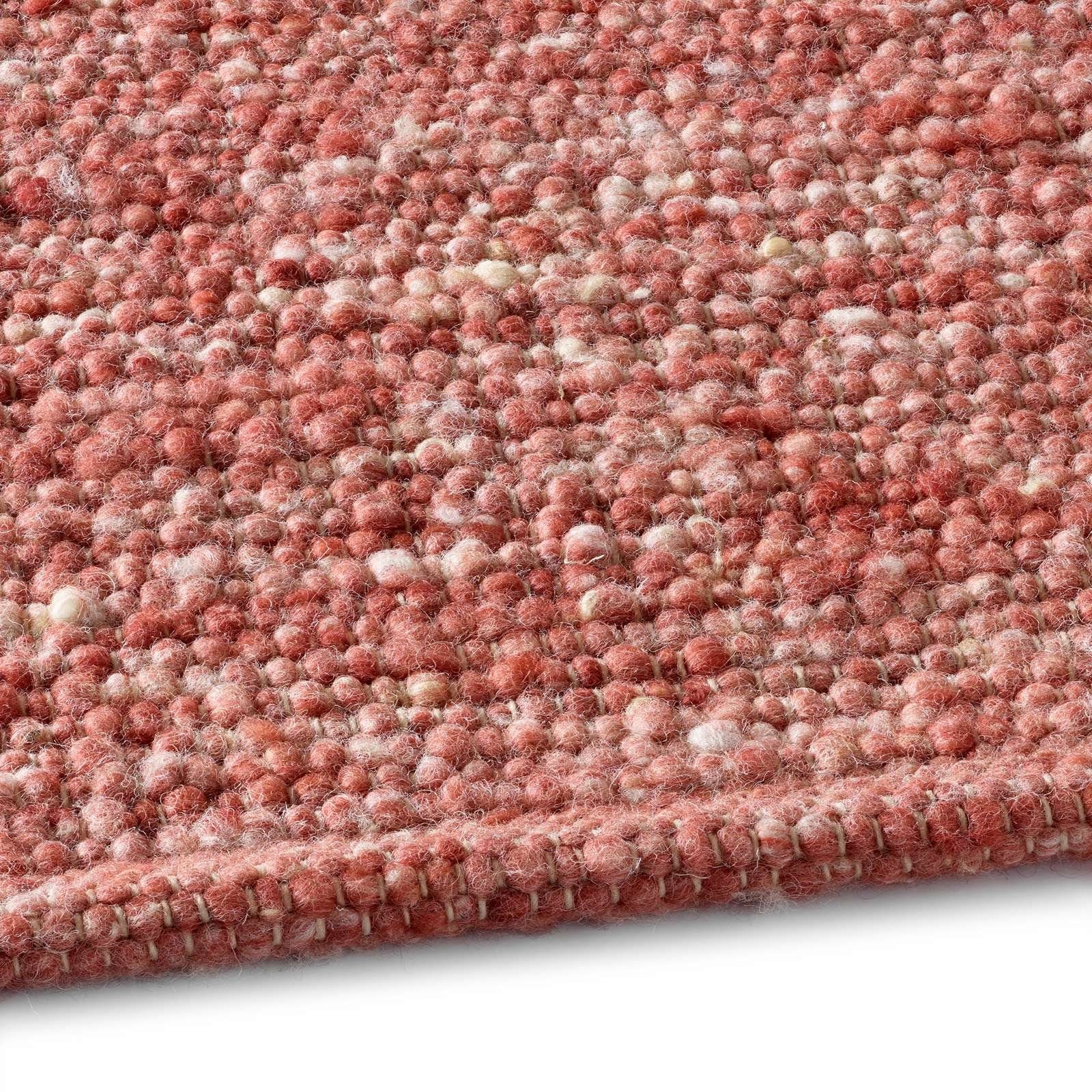 TaCa Home Wollteppich Wollteppich frei von Mottenschutzmitteln, rechteckig, Höhe: 10 mm, nachhaltige Schurwolle Wohnzimmer Schlafzimmer, Rot - 90 x 160 cm