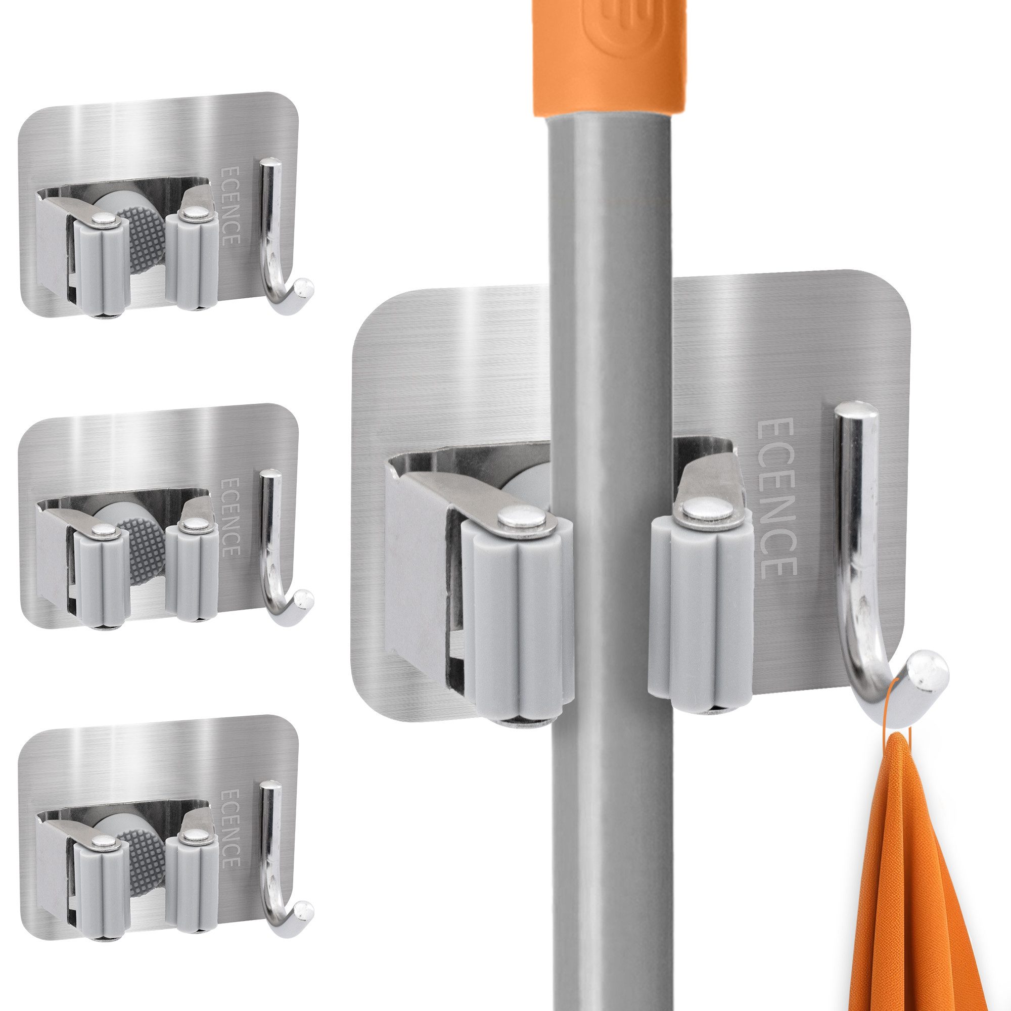 ECENCE Gartengerätehalter 4x Gerätehalter Selbstklebend Silber Wand Garten günstig online kaufen