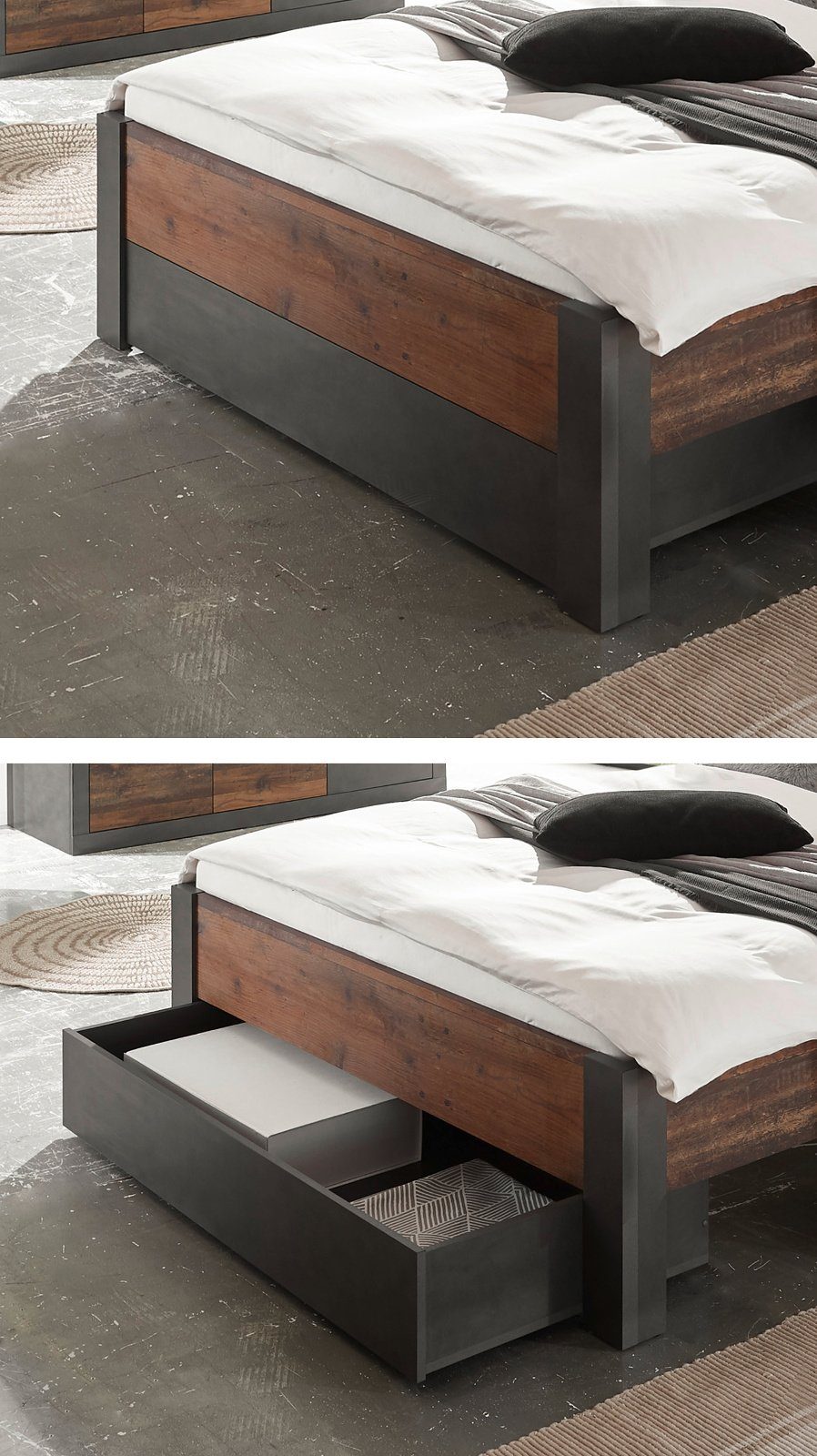 Design Furn.Design Wood Used 4-teilig), (Single-Schlafzimmer Ward, Set Komplettschlafzimmer