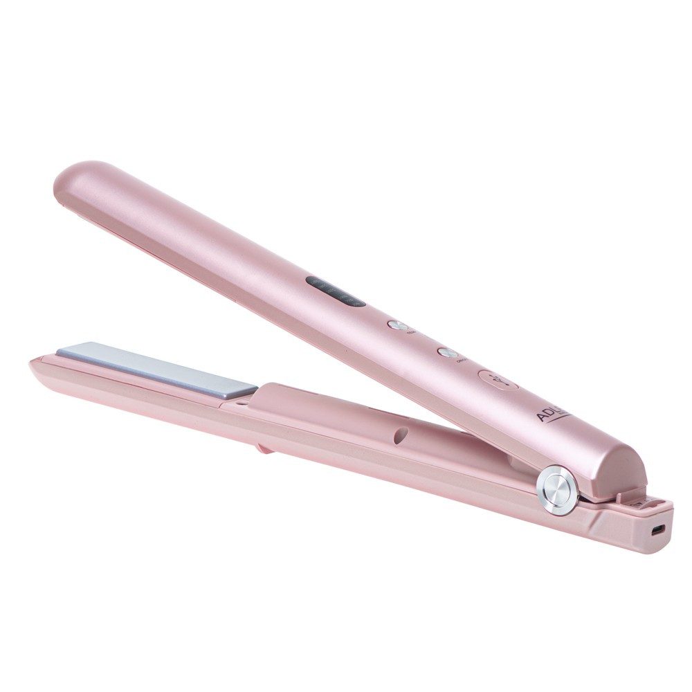 ADLER EUROPE Glätteisen Adler AD 2327p Akku Glätteisen kabellos, USB-C Reise-Haarglätter, Keramik, LED-Display, 3 Temperaturstufen, Aufbewahrungsbeutel, Rosa