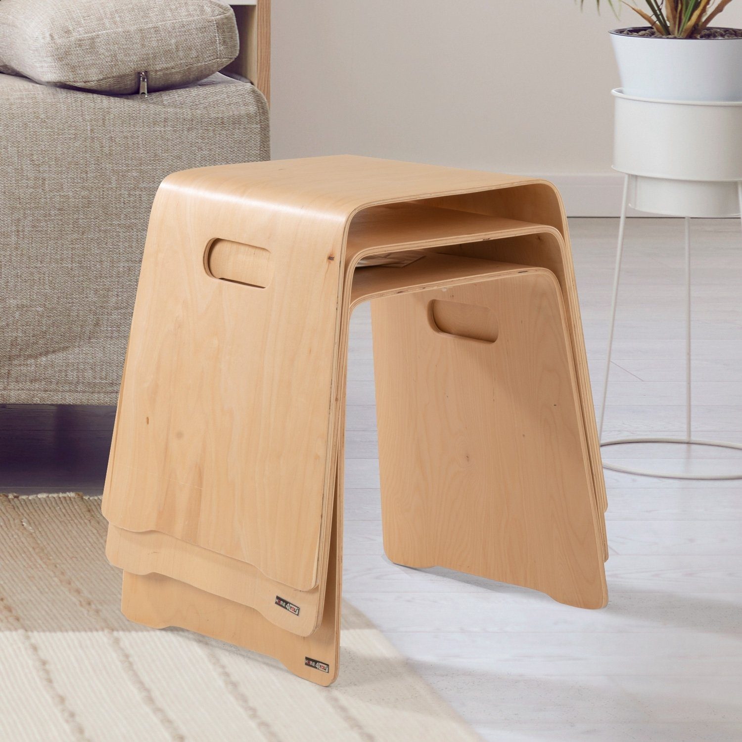 Home4You Sitzhocker Stapelhocker, Breite 48 cm, braun, bis max. 80 kg
