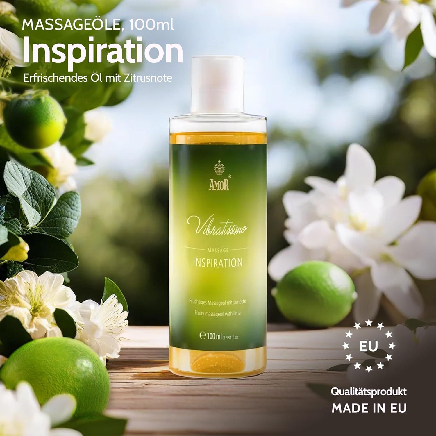 Vibratissimo Massageöl Desire Jump, Natural, Inspiration, verschiedene Aromen für entspannende Stunden