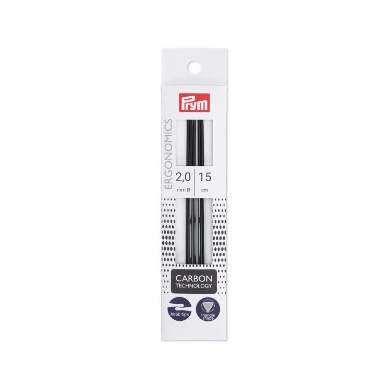 Prym Stricknadeln Strumpfstricknadel Ergonomics Carbon 2,00 mm 15 cm schwarz-weiß 5 St