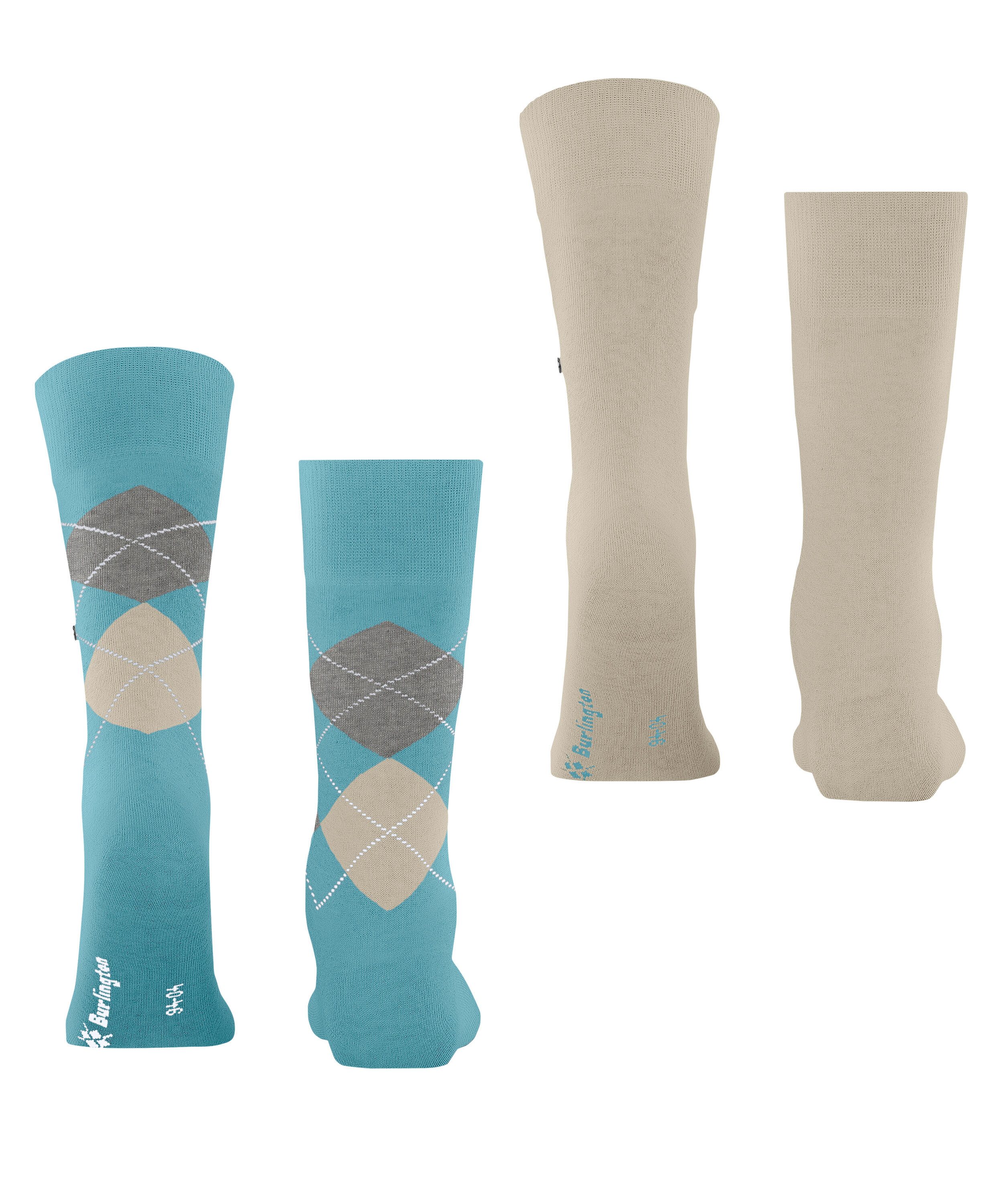 Burlington Socken Everyday Argyle Mix 2-Pack (2-Paar) aus weicher gekämmter Baumwolle