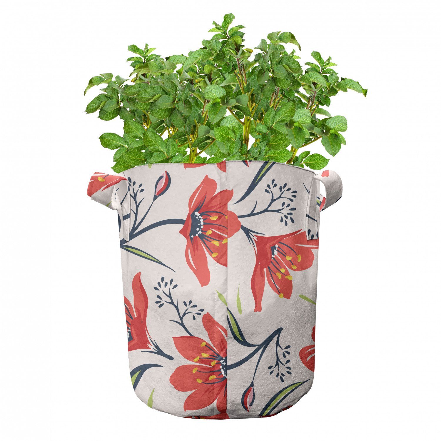 für Pflanzkübel Weinlese-Tulpe Abakuhaus Stofftöpfe hochleistungsfähig Blumen Pflanzen, mit Griffen Blumen