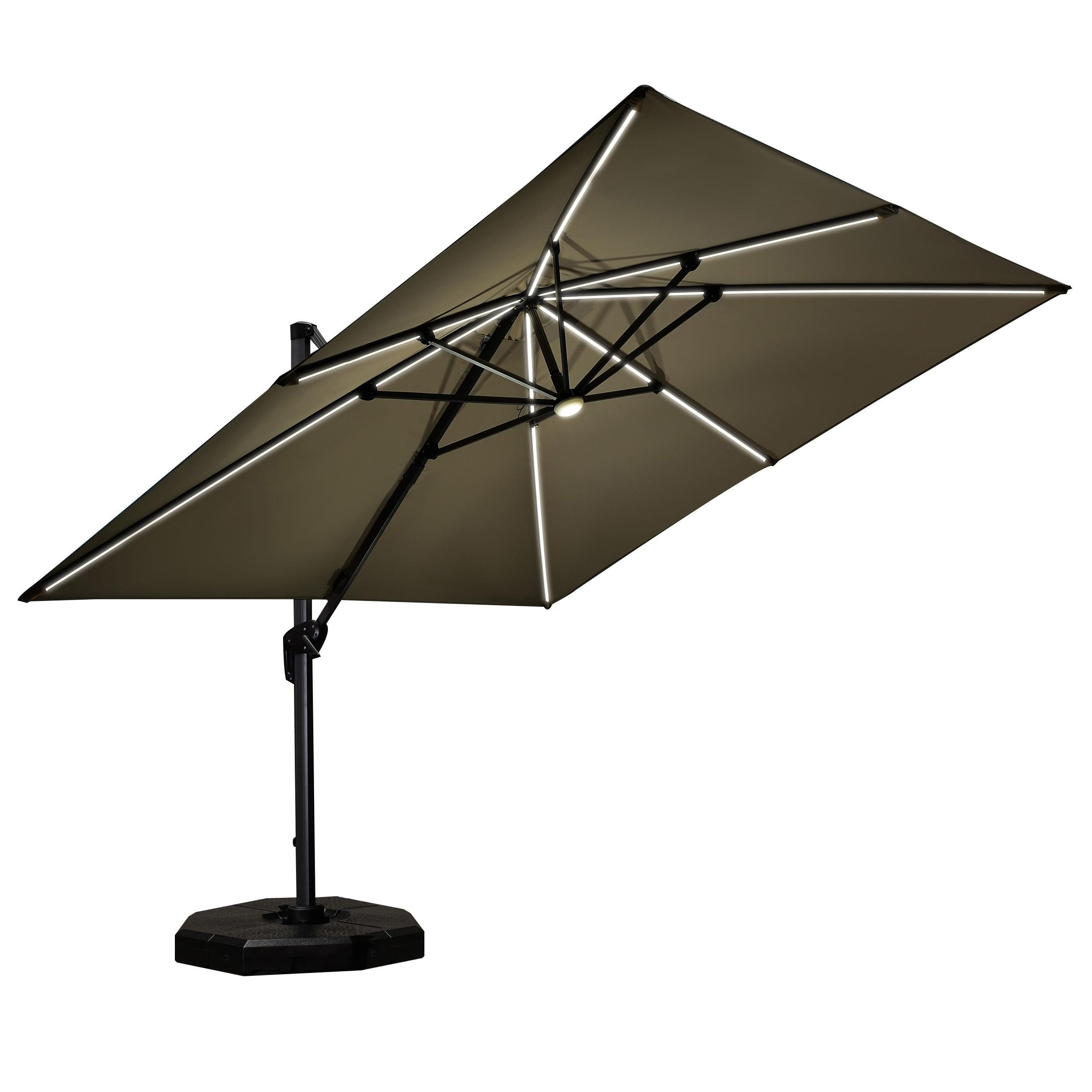 PURPLE LEAF Sonnenschirm Quadratischer Alu Groß Ampelschirm mit LED Licht, LxB: 300,00x300,00 cm, 360°Rotation, Sonnenschutz UV50+, für Garten, Pool, Patio