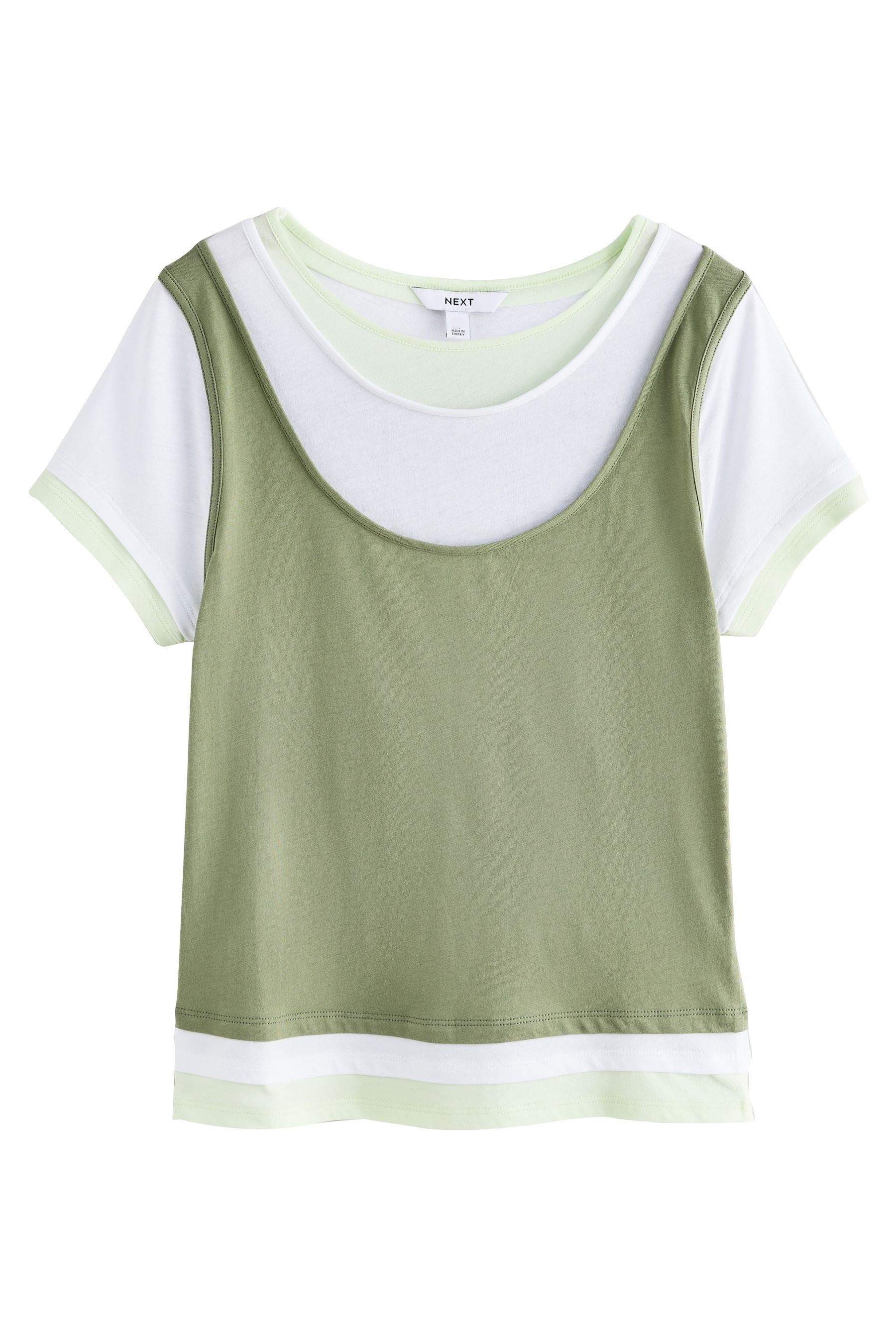Next 2-in-1-Shirt Dreilagiges Kurzarm-T-Shirt mit Rundhalsausschnitt (1-tlg)