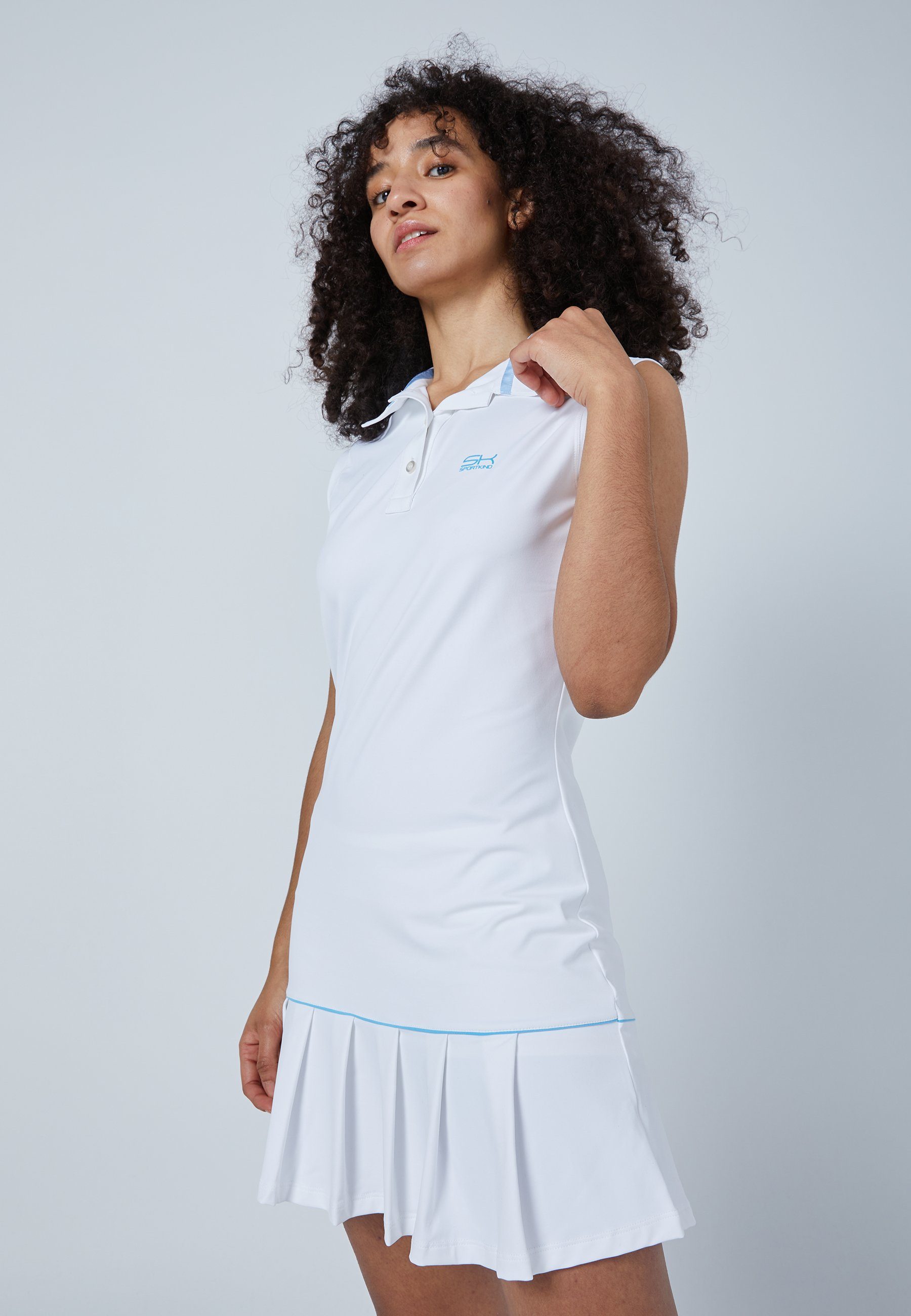 ohne Polo Damen Arm SPORTKIND weiß & Kleid Golf Mädchen Tenniskleid