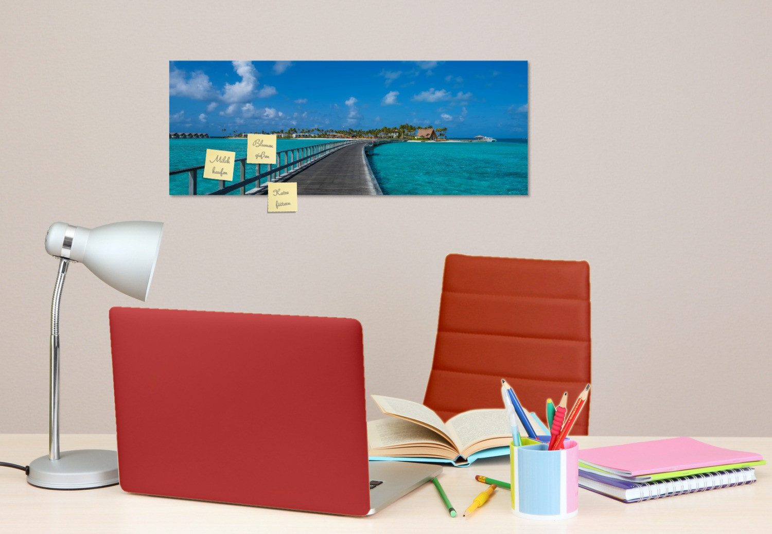 Wallario Memoboard Türkisfarbene Lagune
