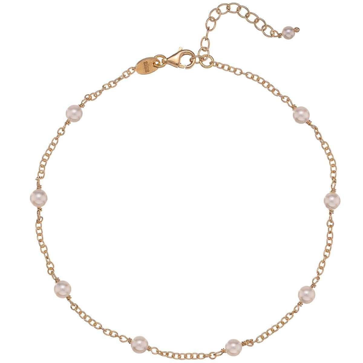 Alisia Fußkette AL5084.01.000, für Damen Goldfarben mit kleinen Perlen