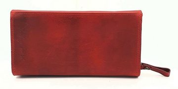 JOCKEY CLUB Geldbörse echt Leder Damen Geldbörse mit RFID Schutz Schmetterling, Sauvage Rindleder, cherry rot, viel Platz