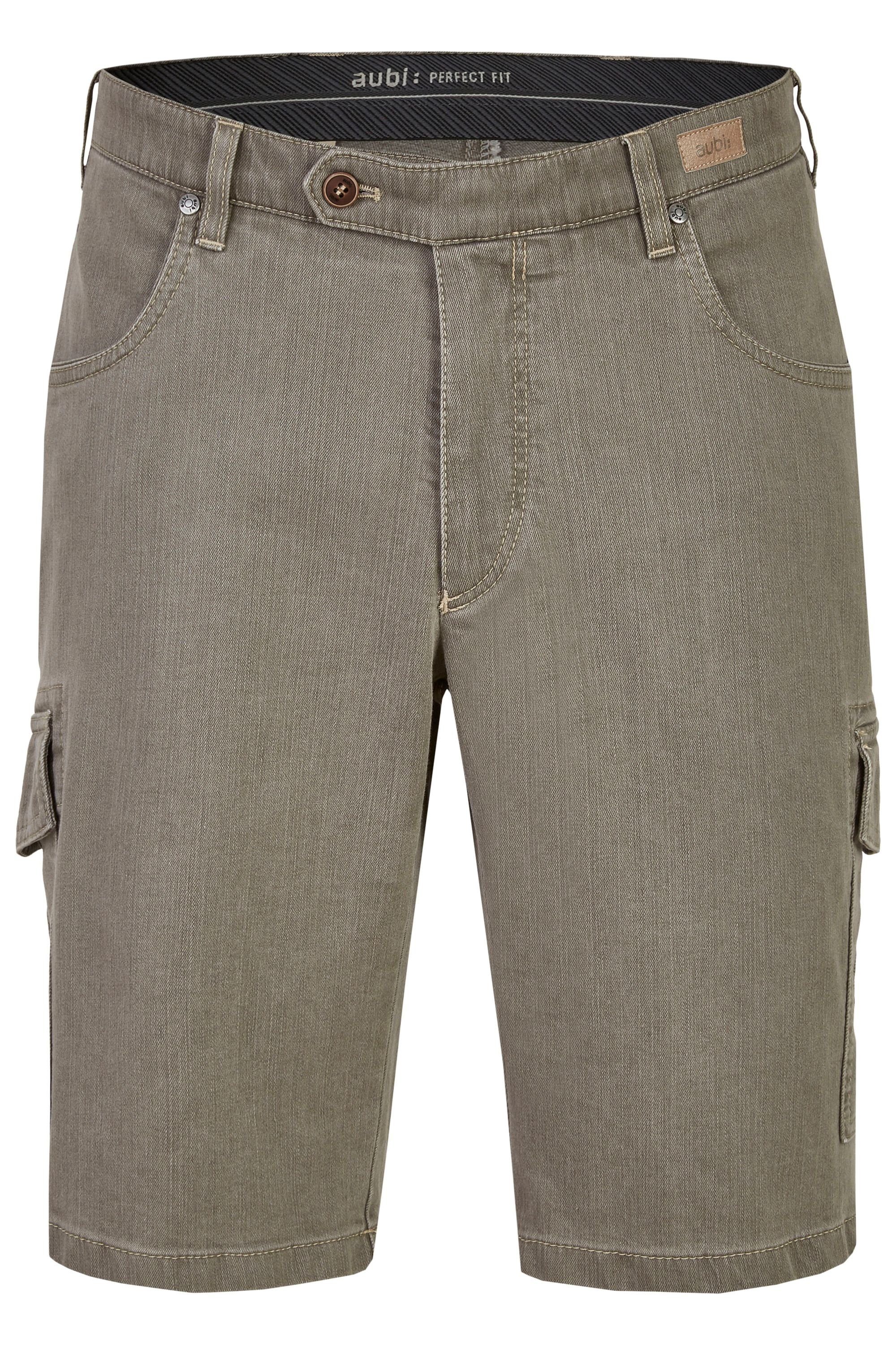 aubi: Bequeme Jeans aubi Perfect Fit Herren Sommer Jeans Cargo Shorts Stretch aus Baumwolle High Flex Modell 616 olive (24)
