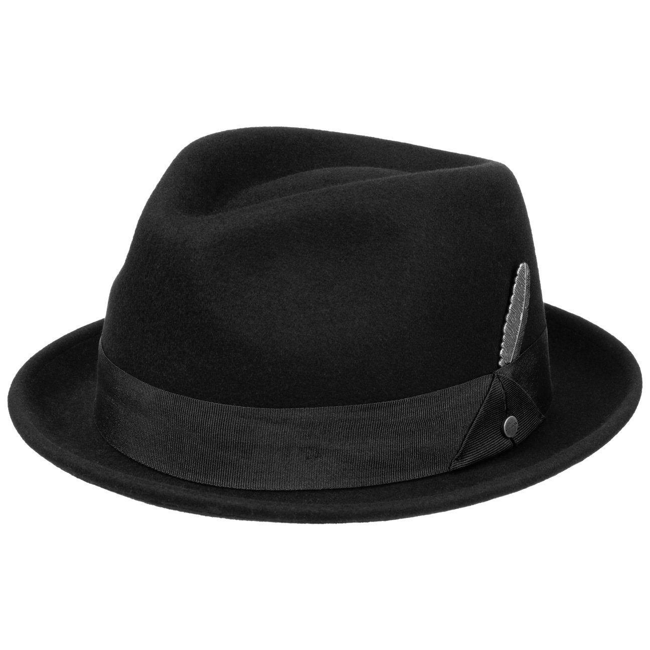 Stetson Fedora (1-St) Wollfilzhut mit Ripsband schwarz