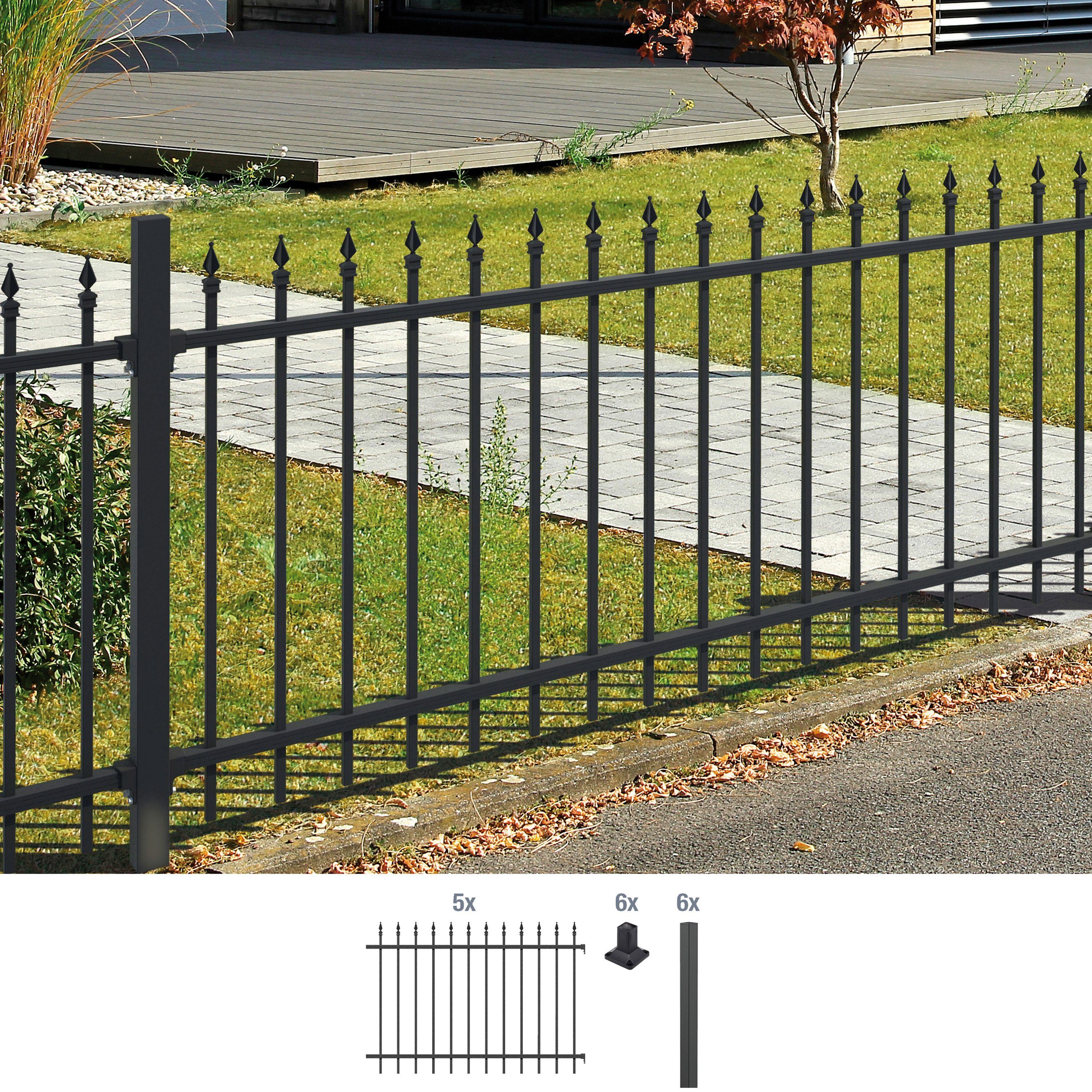 Alberts Metallzaun Chaussee, (Set), Höhe: 100 und 120 cm, Gesamtlänge: 10 m, zum Aufschrauben