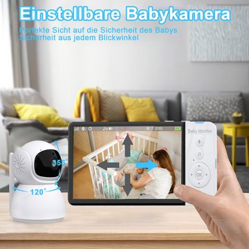 Avisto Babyphone Video-Babyphone Babyphone mit Kamera, Video Baby Monitor, Smart VOX-Modus, 2-facher Zoom per Fernbedienung, Extra Großer 5-Zoll-LCD-Bildschirm, Schlaflieder, Zwei-Wege-Audio, Gegensprechfunktion, Infrarot-Nachtsicht, Temperaturanzeige