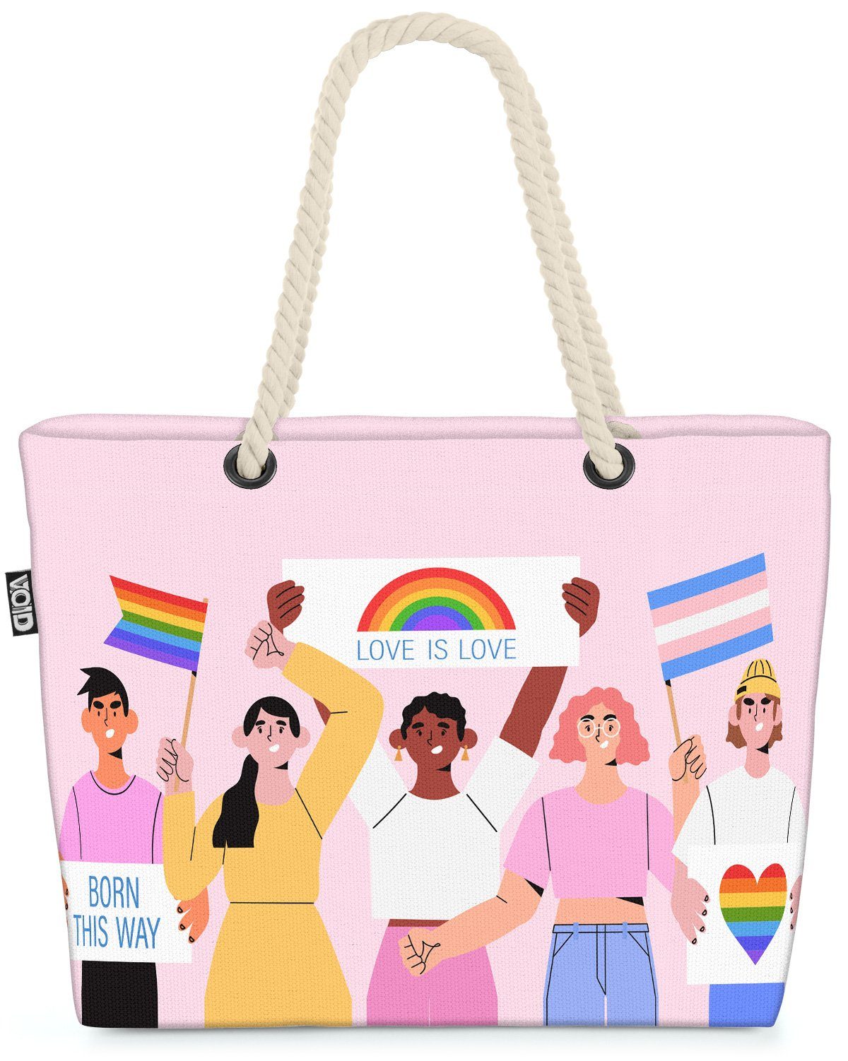 VOID Strandtasche (1-tlg), Pride LGBTQ Menschen Flaggen Cartoon people of colour Gay pride flag
