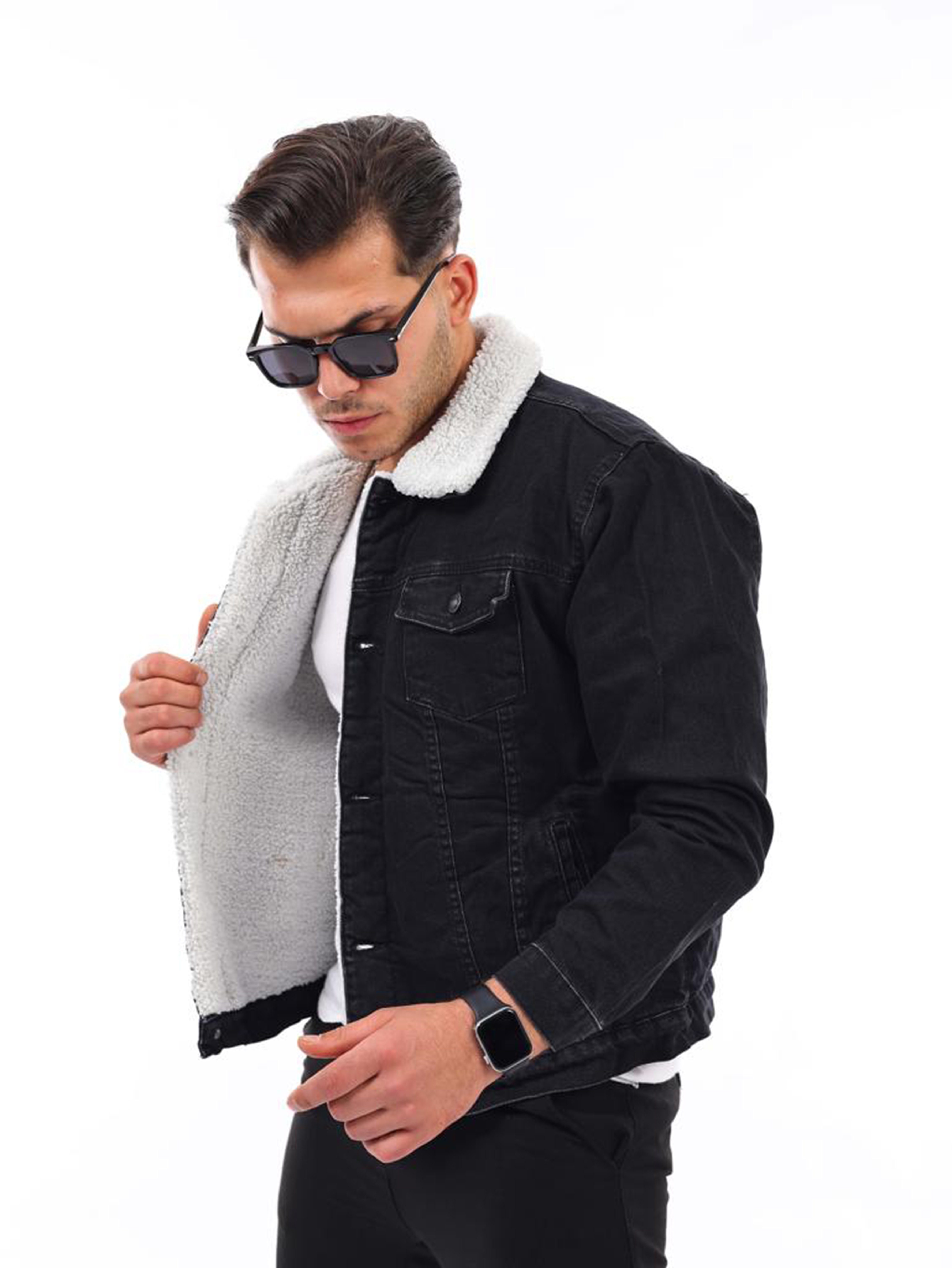 Jeansjacke Jeans Sweatjacke Herren Übergangsjacke Denim Gefüttert