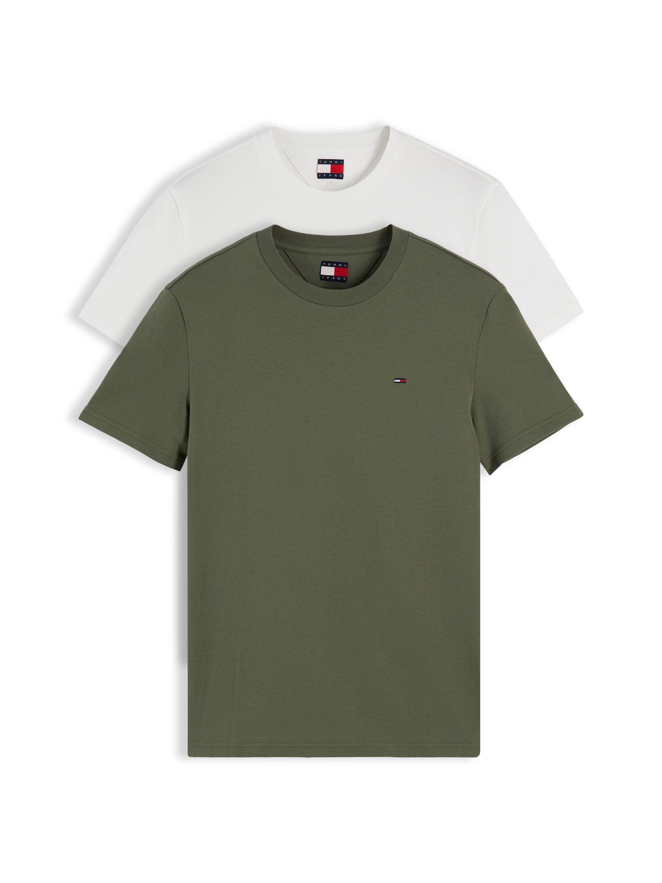 Tommy Jeans Rundhalsshirt TJM XSLIM 2PACK JERSEY TEE EXT (Packung, 2er-Pack) Logostickerei, 2Pack