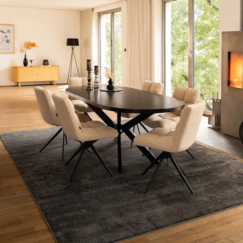 HOME DELUXE Esstisch AVENTI 160-200 x 100 cm, ausziehbar bis 200 cm, Küchentisch mit Metallgestell, Esszimmertisch