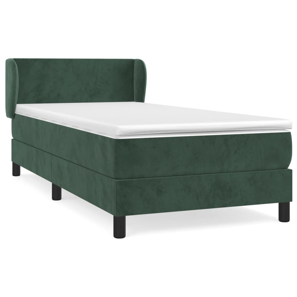 vidaXL Boxspringbett, Boxspringbett mit Matratze Dunkelgrün 90x190 cm Samt günstig online kaufen