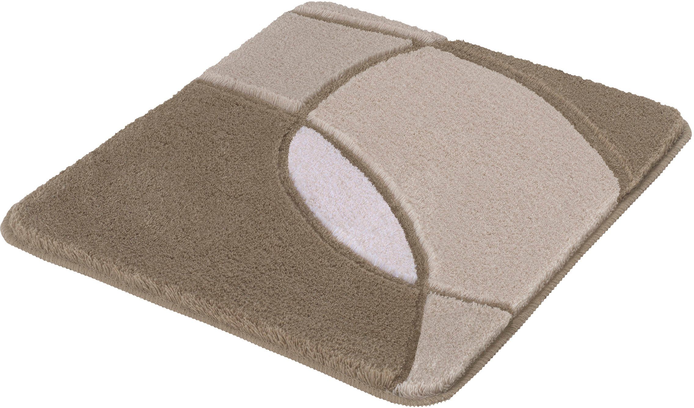 Kleine Wolke Badematte Kent, Badvorleger, Badezimmer Teppich, Höhe 20 mm, rutschhemmend beschichtet, fußbodenheizungsgeeignet, Polyacryl, rechteckig, Badteppich, modernes Design, Hoch-Tief Effekt