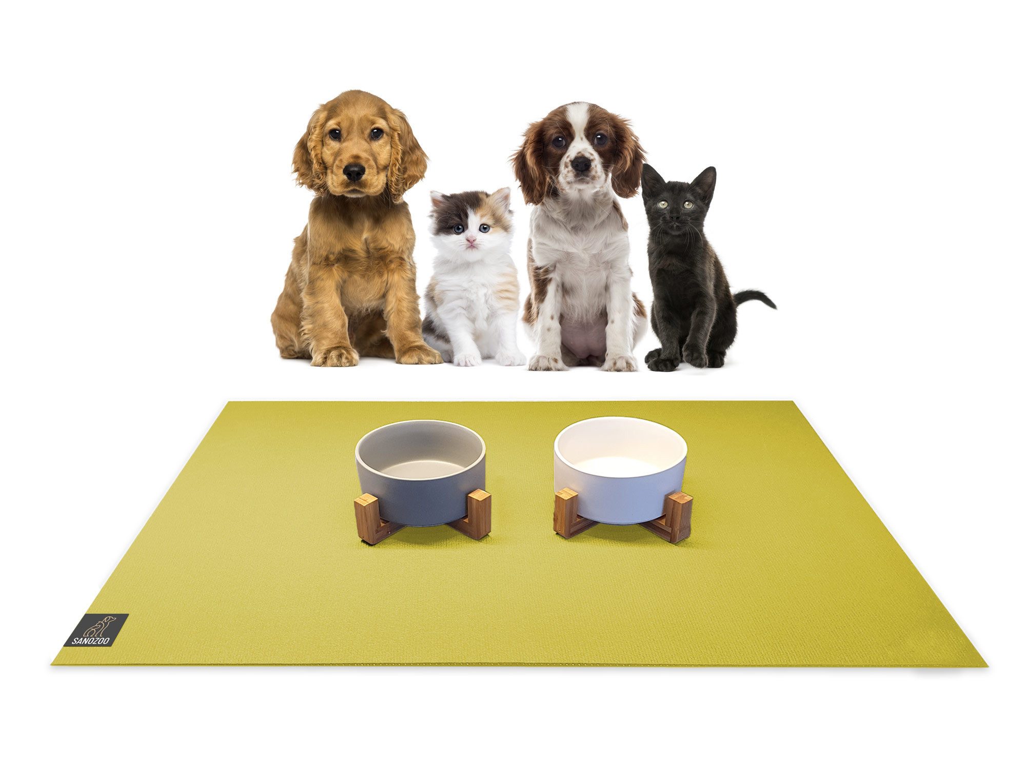 Sanozoo Napfunterlage SANOZOO® - Futtermatte Öko-Tex 30 x 40 cm Mangogelb, 1-St., für Hunde & Katzen in Eckig, Rund, Halbrund oder Eckrund
