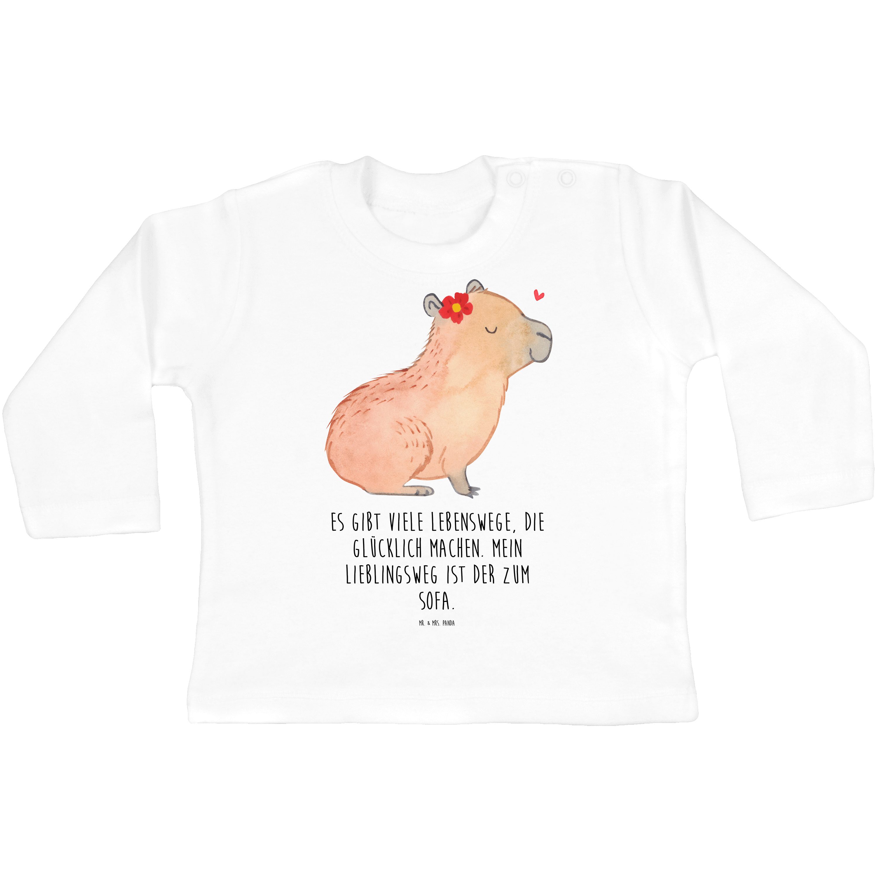 Mr. & Mrs. Panda Strampler Capybara Blume - Weiß - Geschenk, Mädchen, Baby, Jungen, Bio, Gute La (1-tlg)
