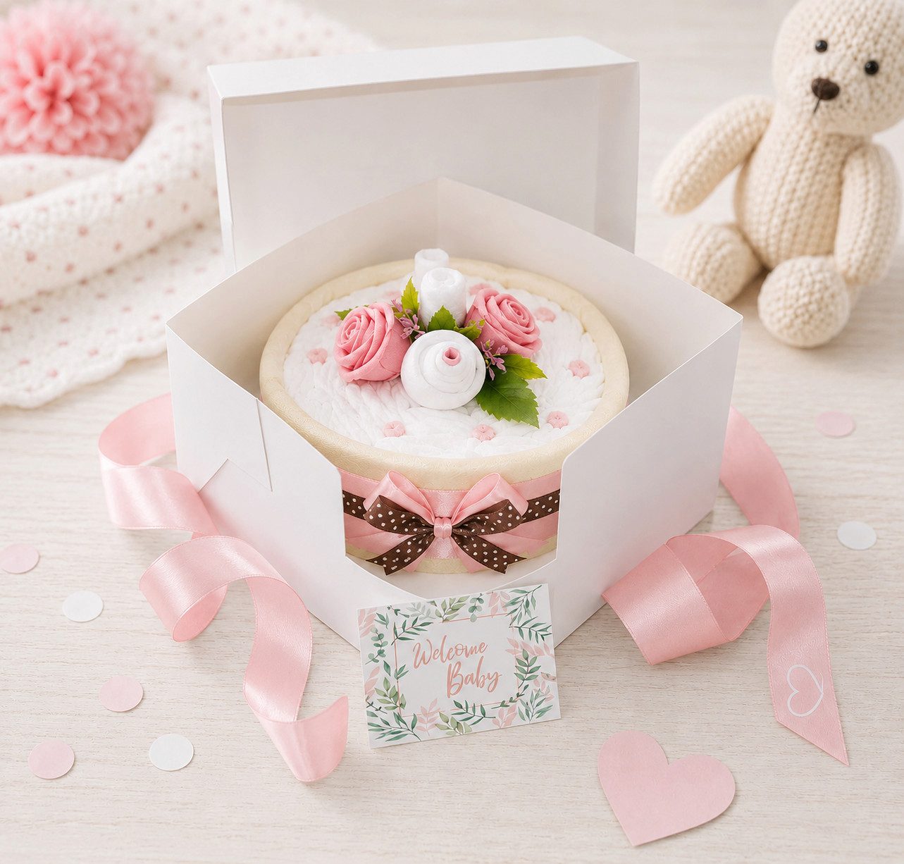 dubistda-WINDELTORTEN- Neugeborenen-Geschenkset Windeltorte CAKEBOX, Geschenk zur Geburt, Babyparty, Baby Shower