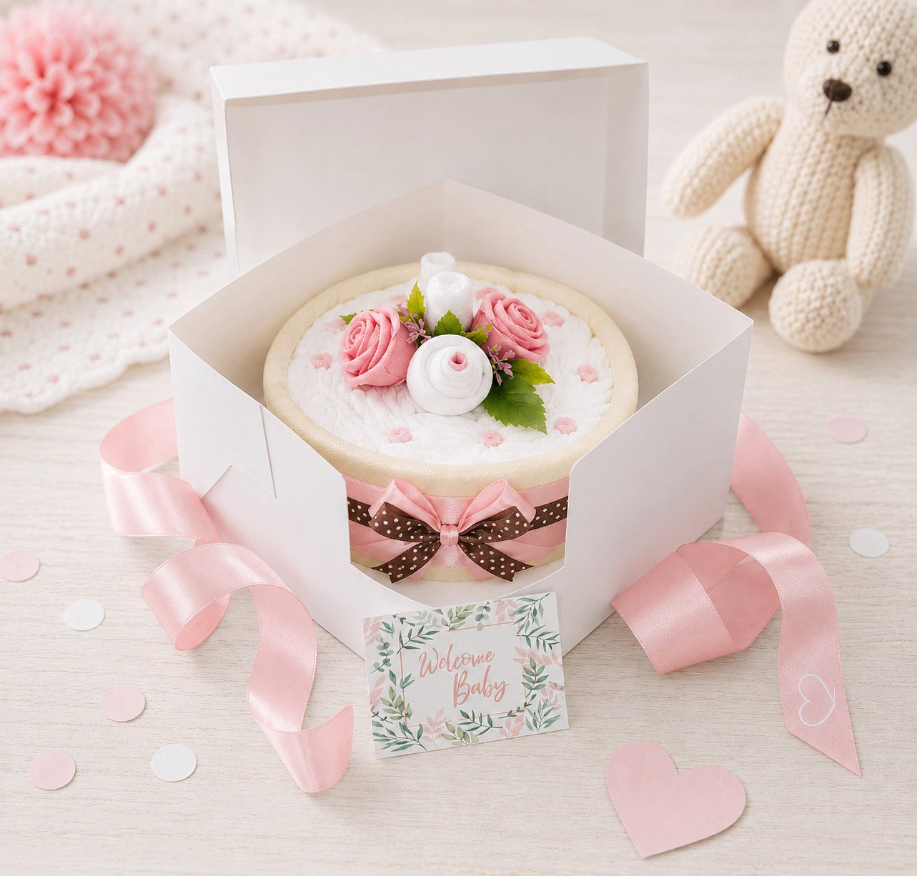 dubistda-WINDELTORTEN- Neugeborenen-Geschenkset Windeltorte CAKEBOX, Geschenk zur Geburt, Babyparty, Baby Shower