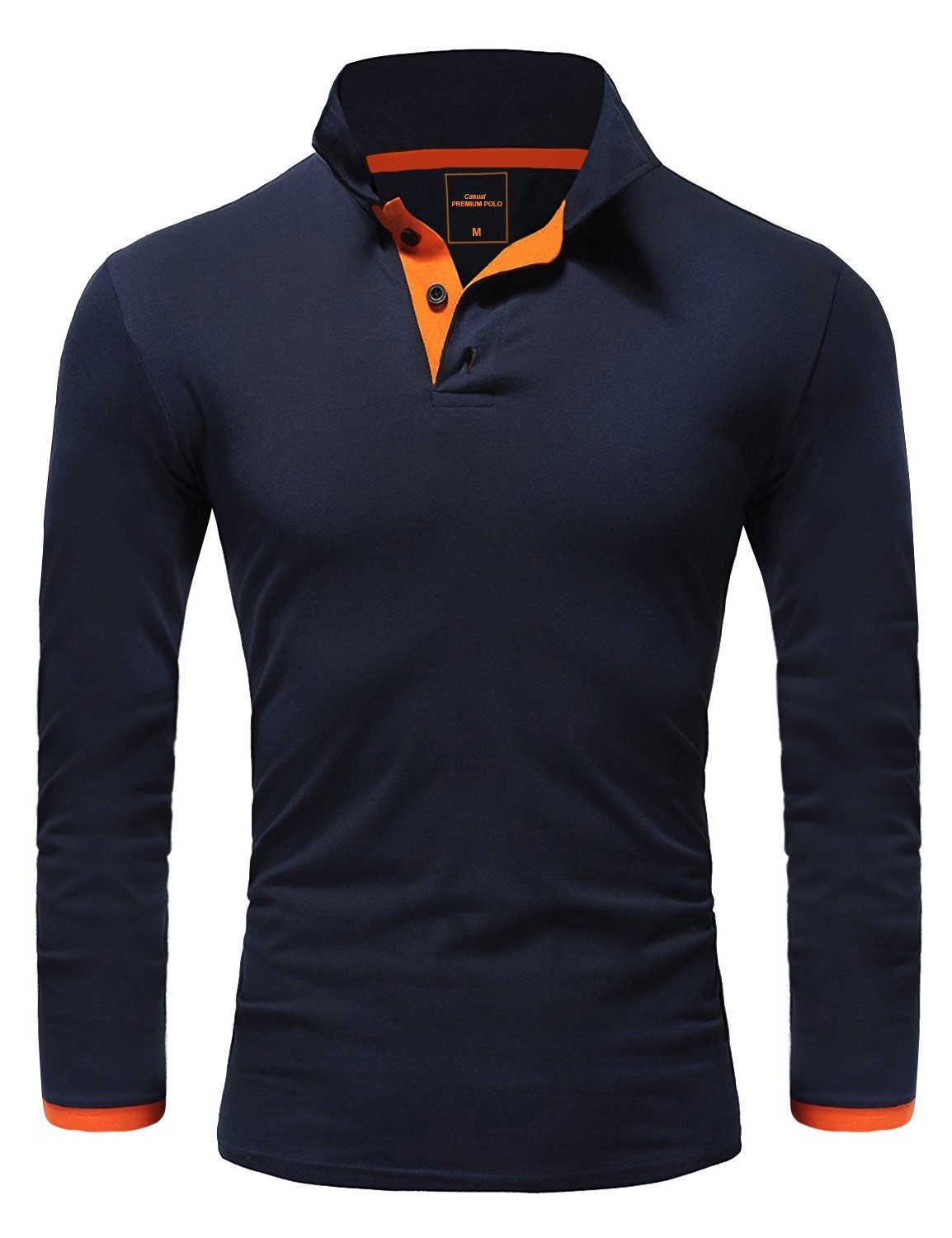 Amaci&Sons Poloshirt CHARLOTTE Langarm Kontrast Poloshirt günstig online kaufen