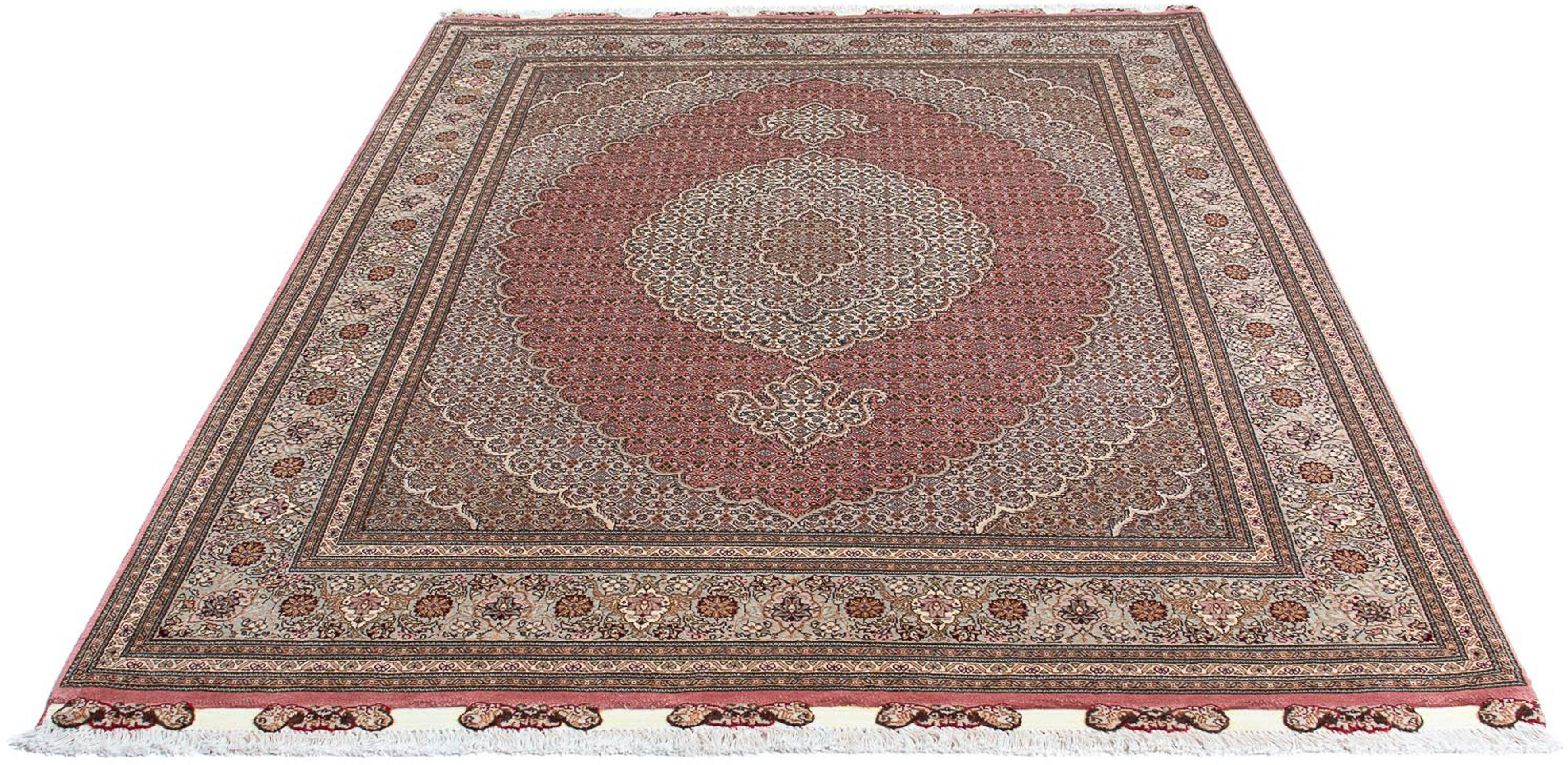 Orientteppich Perser - Täbriz - 210 x 152 cm - hellrot, morgenland, rechteckig, Höhe: 10 mm, Wohnzimmer, Handgeknüpft, Einzelstück mit Zertifikat | Kurzflor-Teppiche