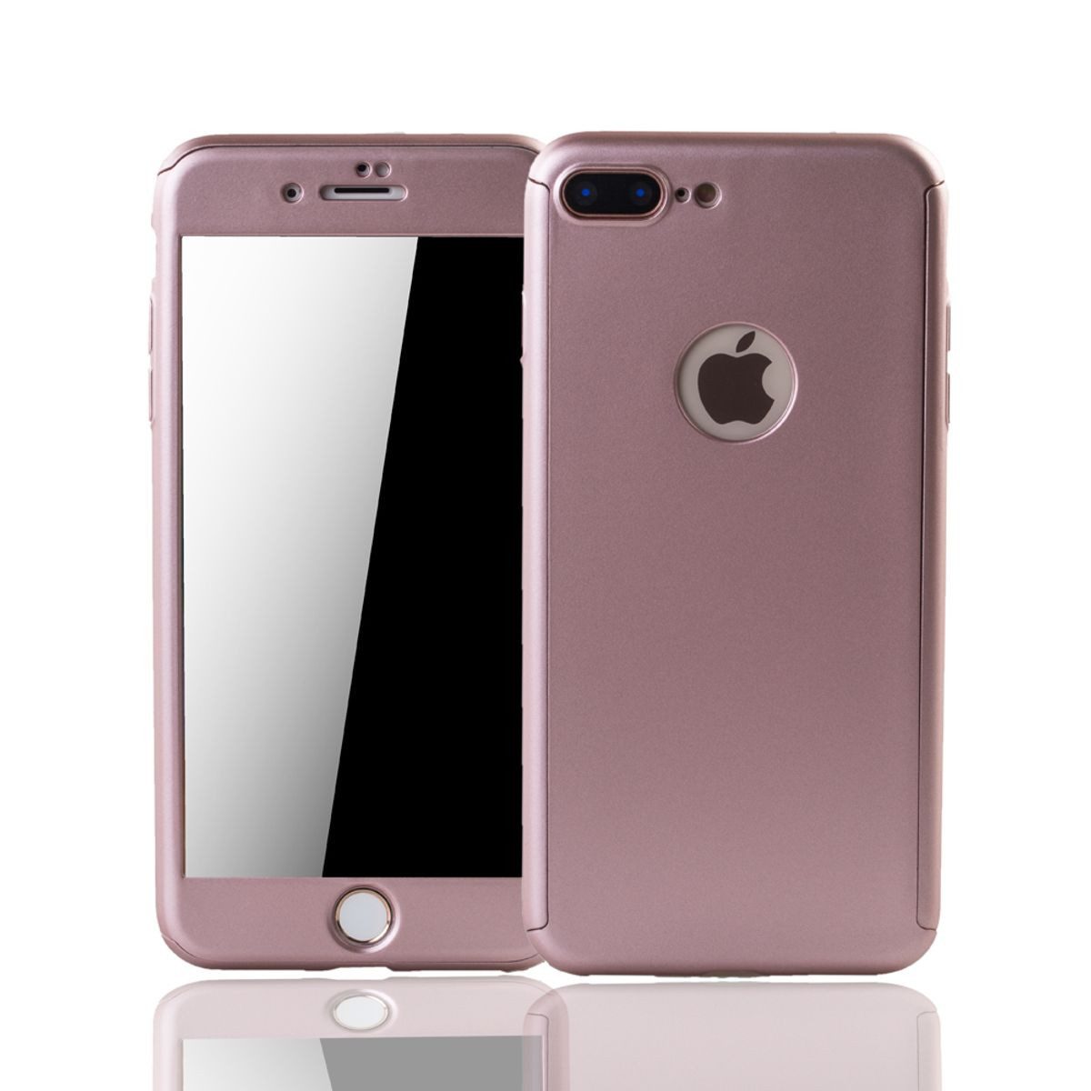 König Design Handyhülle Apple iPhone 7 Plus, Apple iPhone 7 Plus Handyhülle 360 Grad Schutz Full Cover Rosa