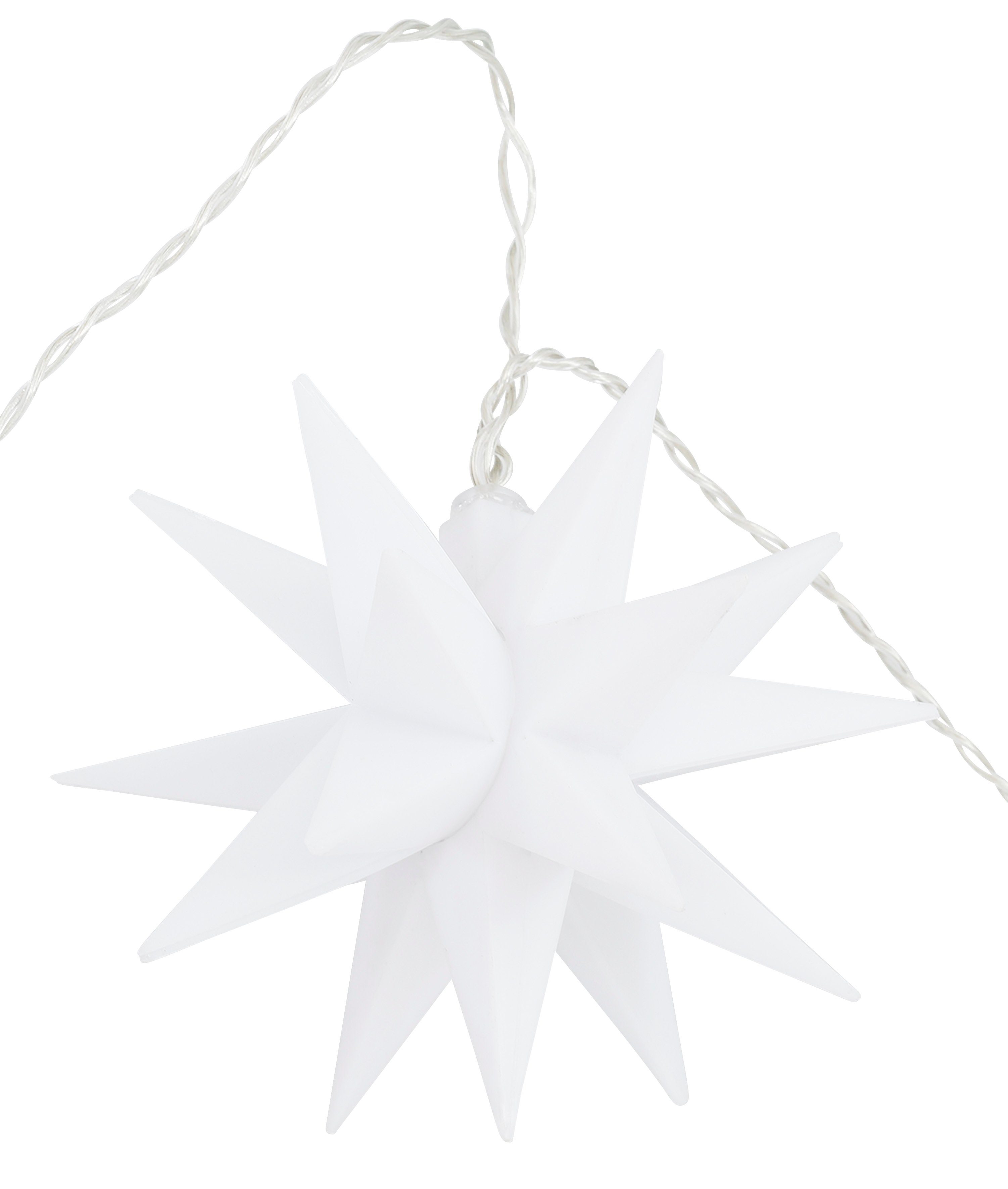 my home LED-Lichterkette Felia, transparent/weiß aussen, inklusive cm, mit Sternen ca. 12 10 Ø Weihnachtsdeko Timer