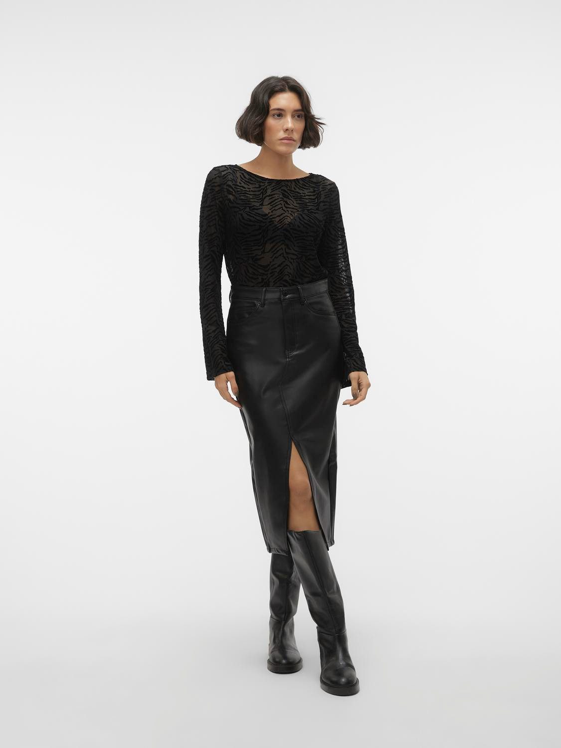 Lederimitatrock VMVERI HR CALF PL SKIRT NOOS