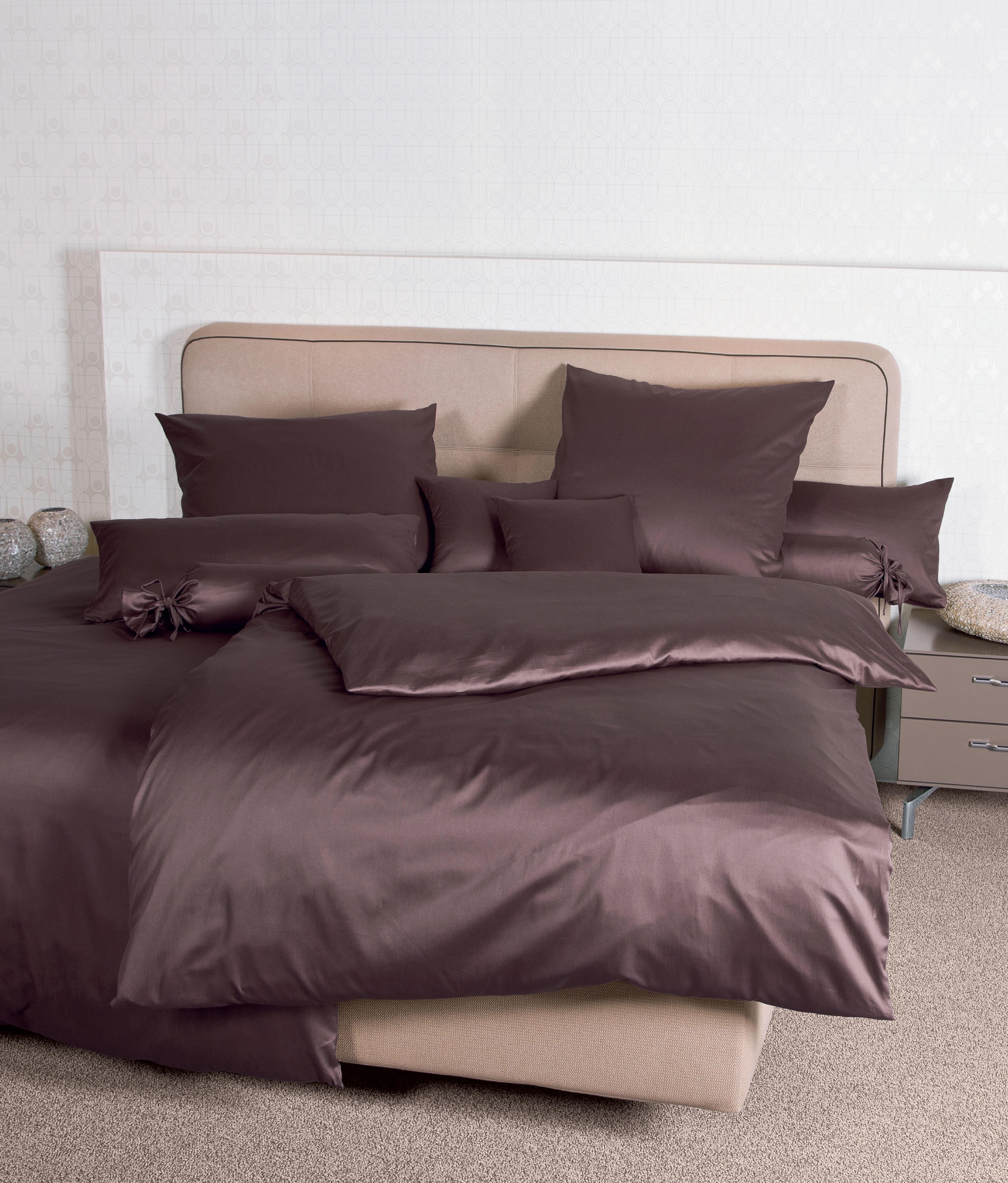 Janine Bettwäsche Colors Mako-Satin 100% Baumwolle, Mako-Satin, 2 teilig, feinfädige uni Bettwäsche für alle Jahreszeiten, Markenreißverschluss
