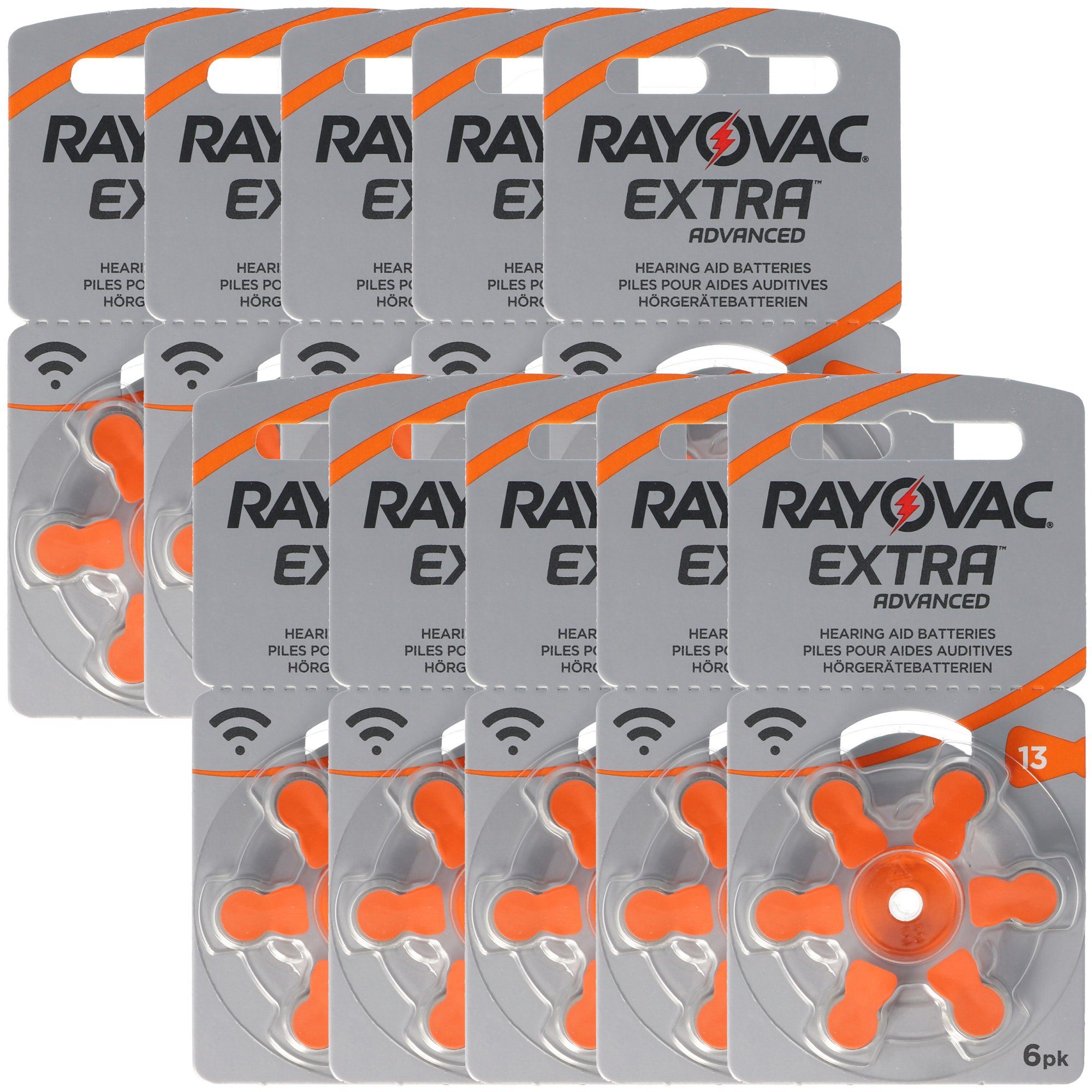 VARTA 60 Stück Rayovac Hörgerätebatterie Varta HA13, IEC PR48, 4606 945 406 Batterie, (1,4 V)