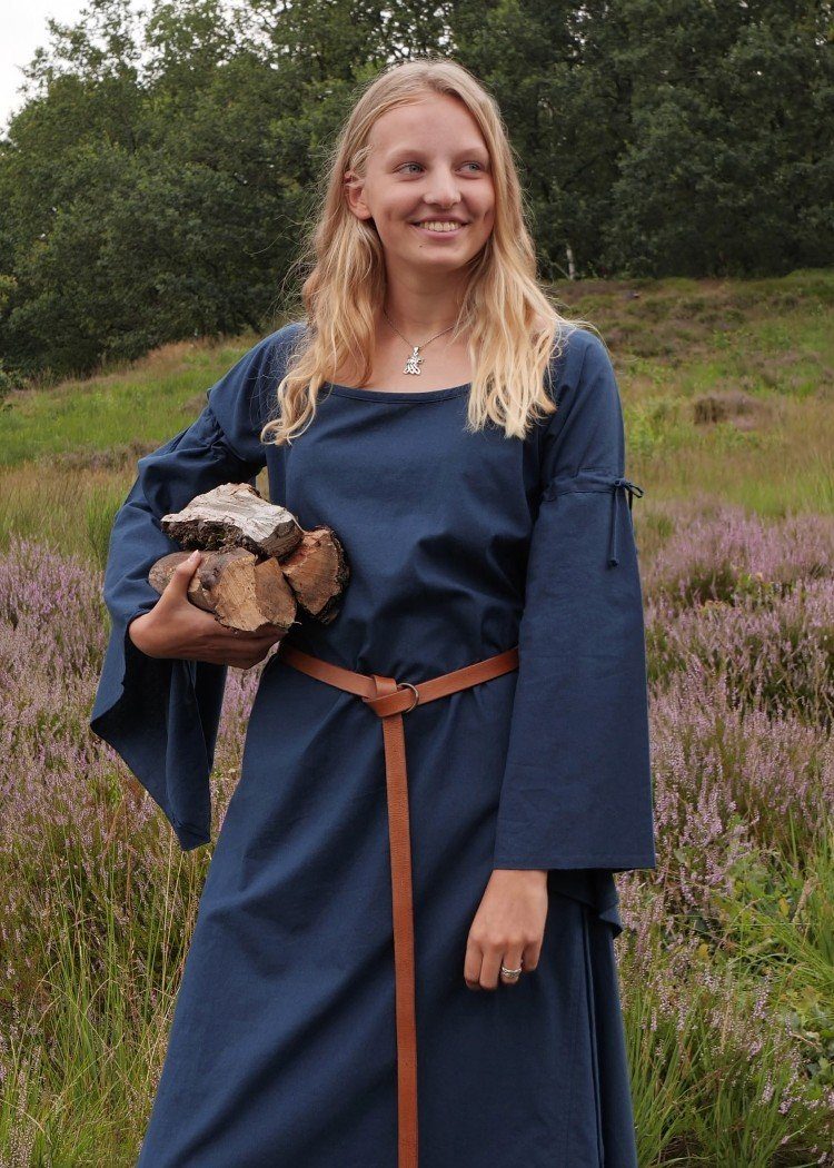 Battle Merchant Ritter-Kostüm Mittelalter-Kleid Blau mit Trompetenärmeln, B günstig online kaufen