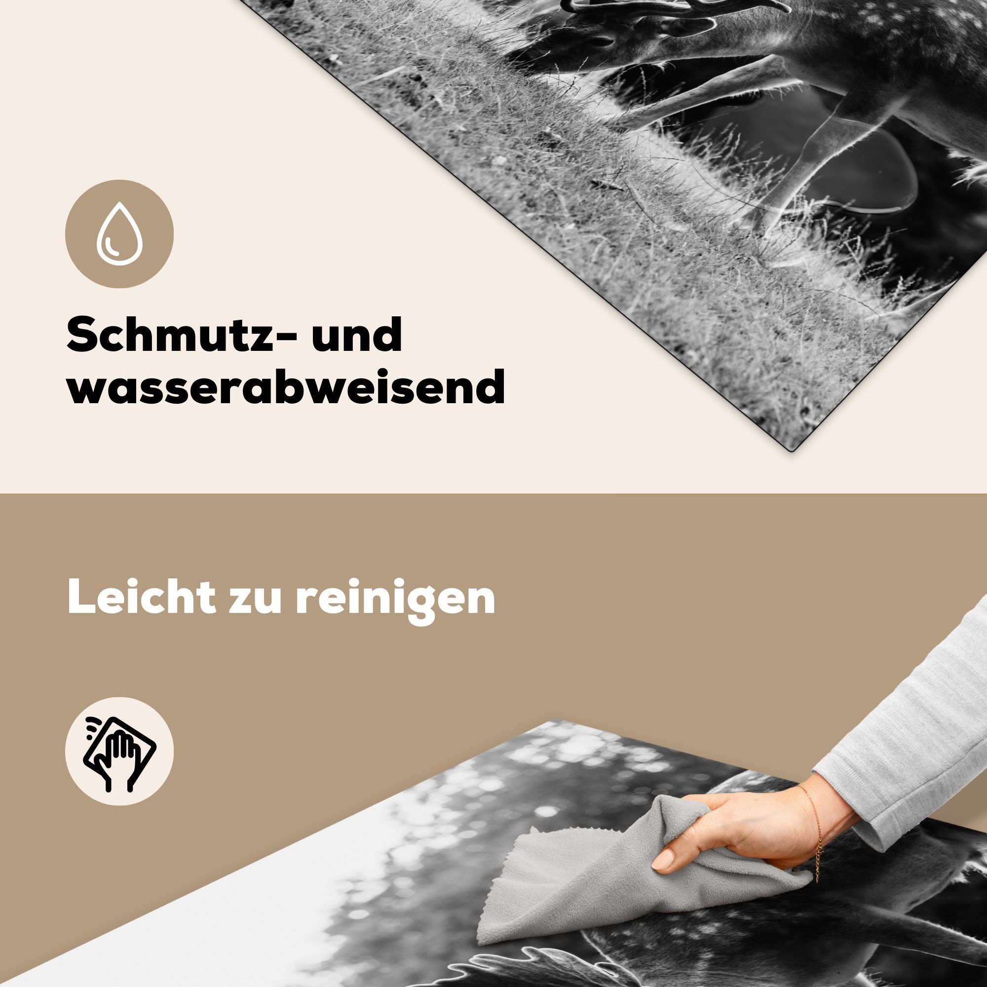 küche Vinyl, MuchoWow Arbeitsplatte für Herdblende-/Abdeckplatte tlg), - Ceranfeldabdeckung, - Dänemark cm, Schwarz Rotwild, 78x78 Weiß (1 -